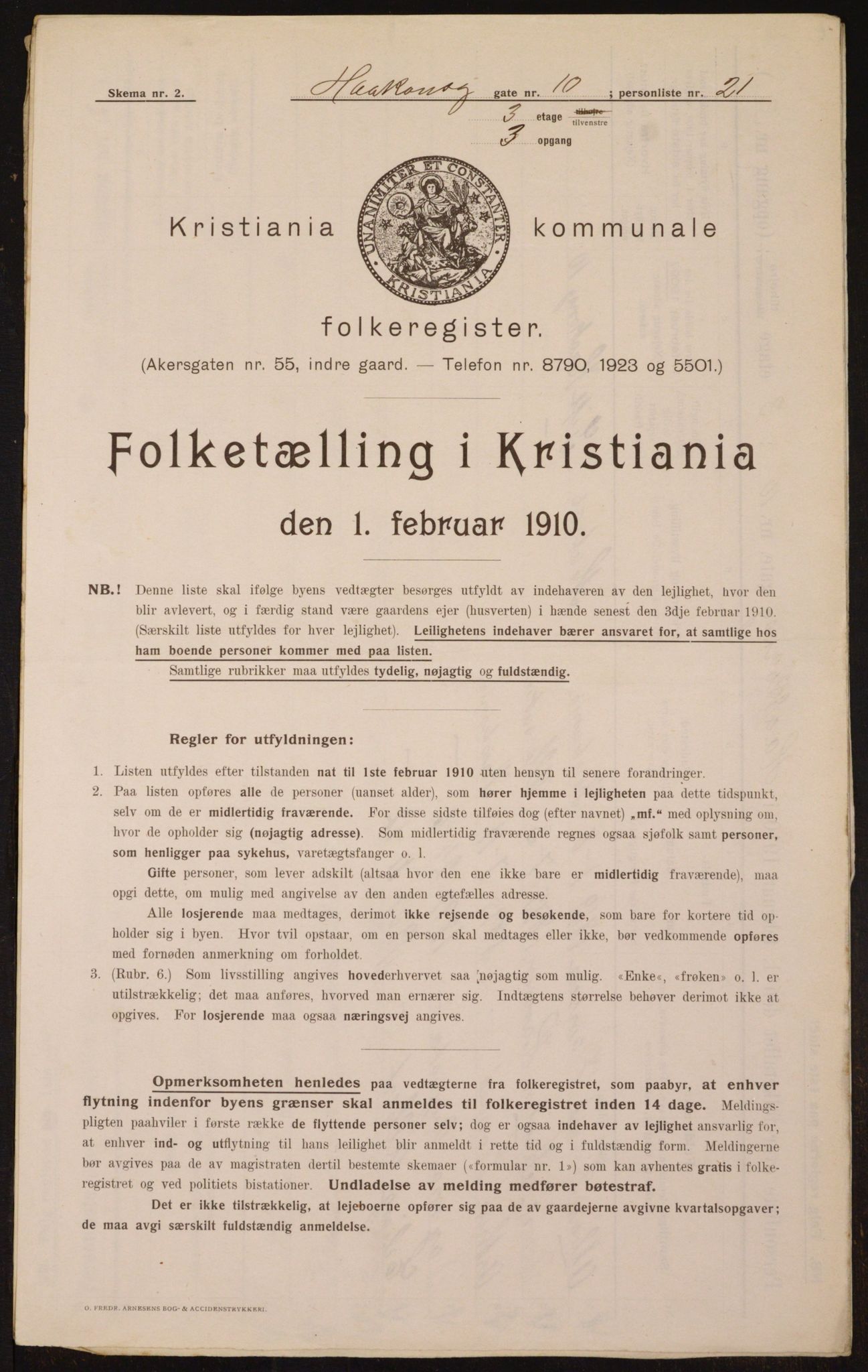 OBA, Municipal Census 1910 for Kristiania, 1910, p. 41846