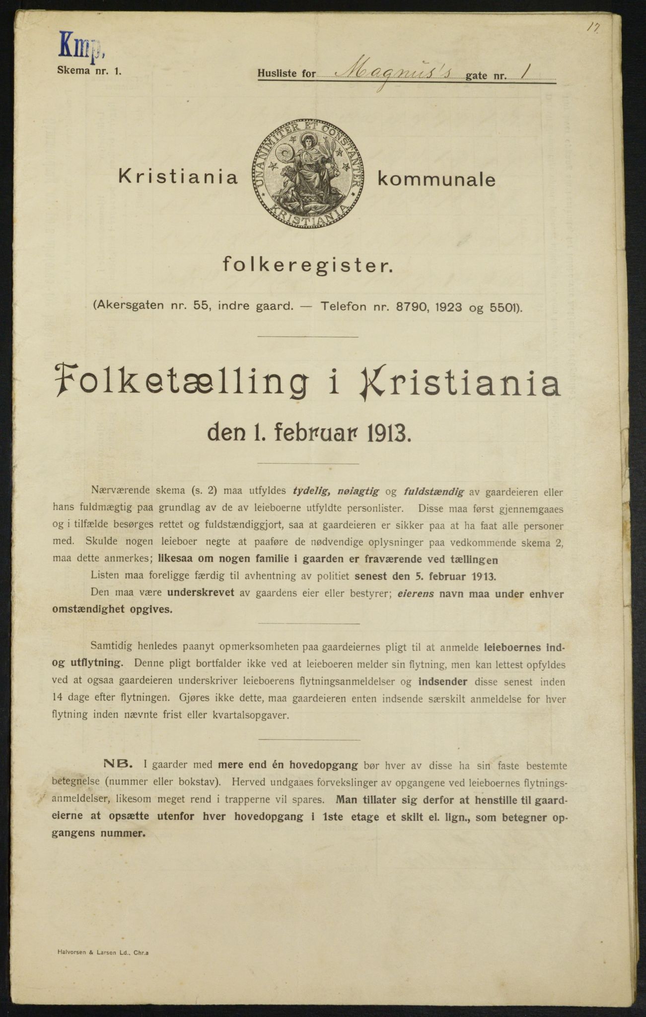 OBA, Municipal Census 1913 for Kristiania, 1913, p. 59029