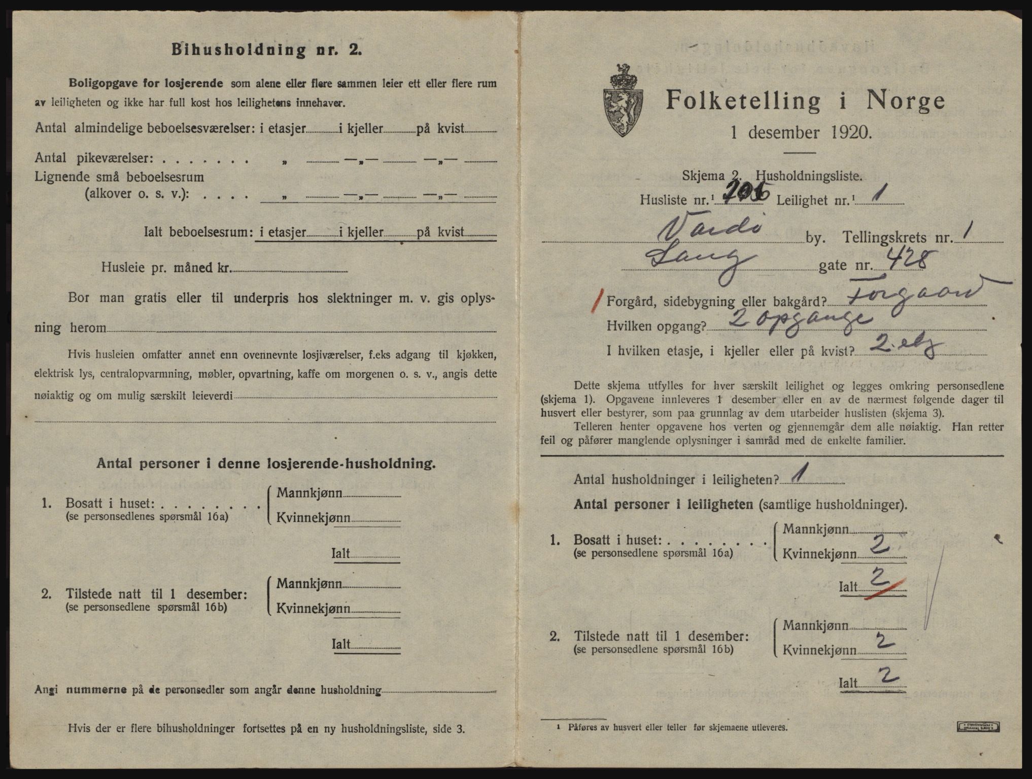 SATØ, 1920 census for Vardø, 1920, p. 1661