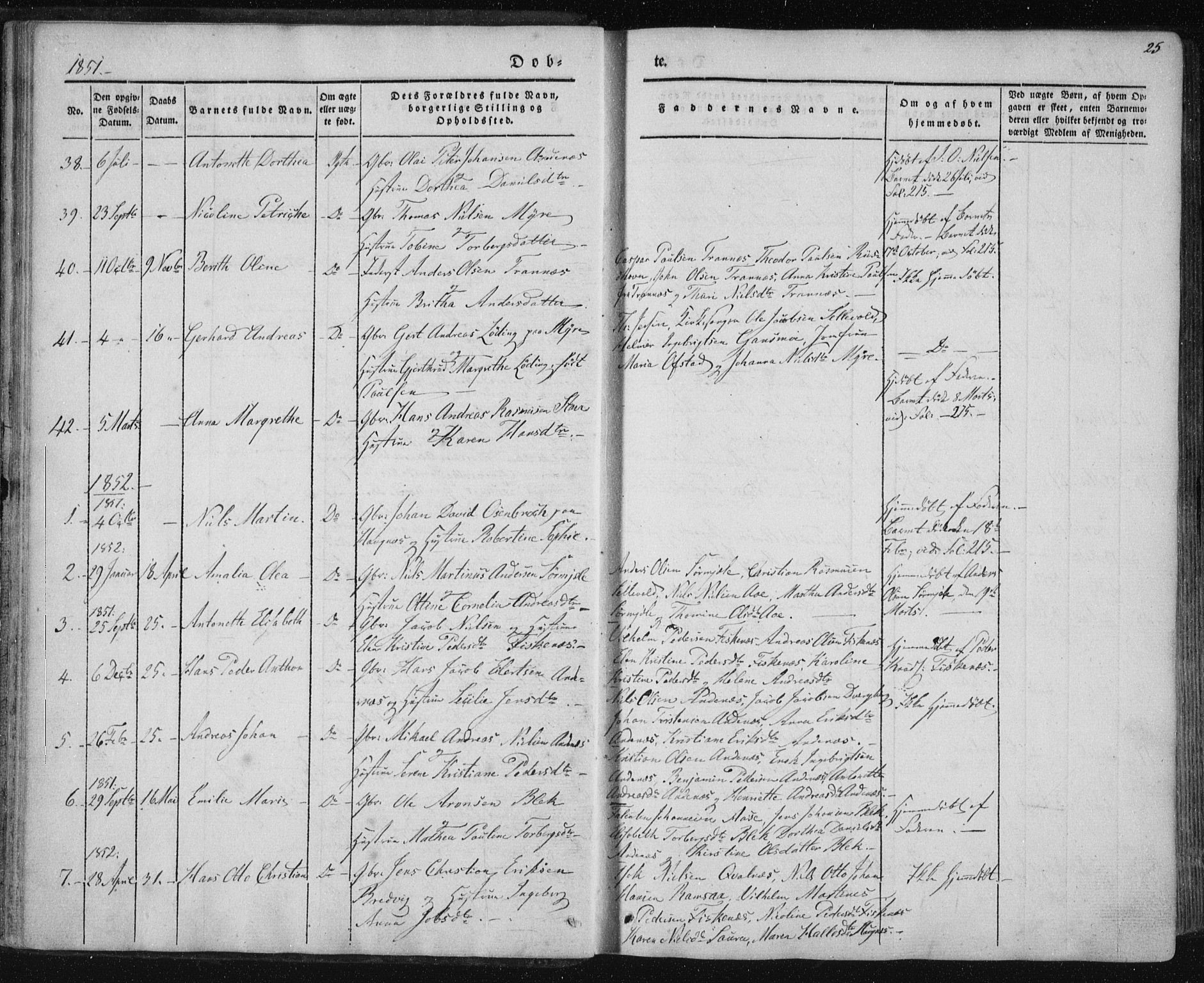 Ministerialprotokoller, klokkerbøker og fødselsregistre - Nordland, AV/SAT-A-1459/897/L1396: Parish register (official) no. 897A04, 1842-1866, p. 25