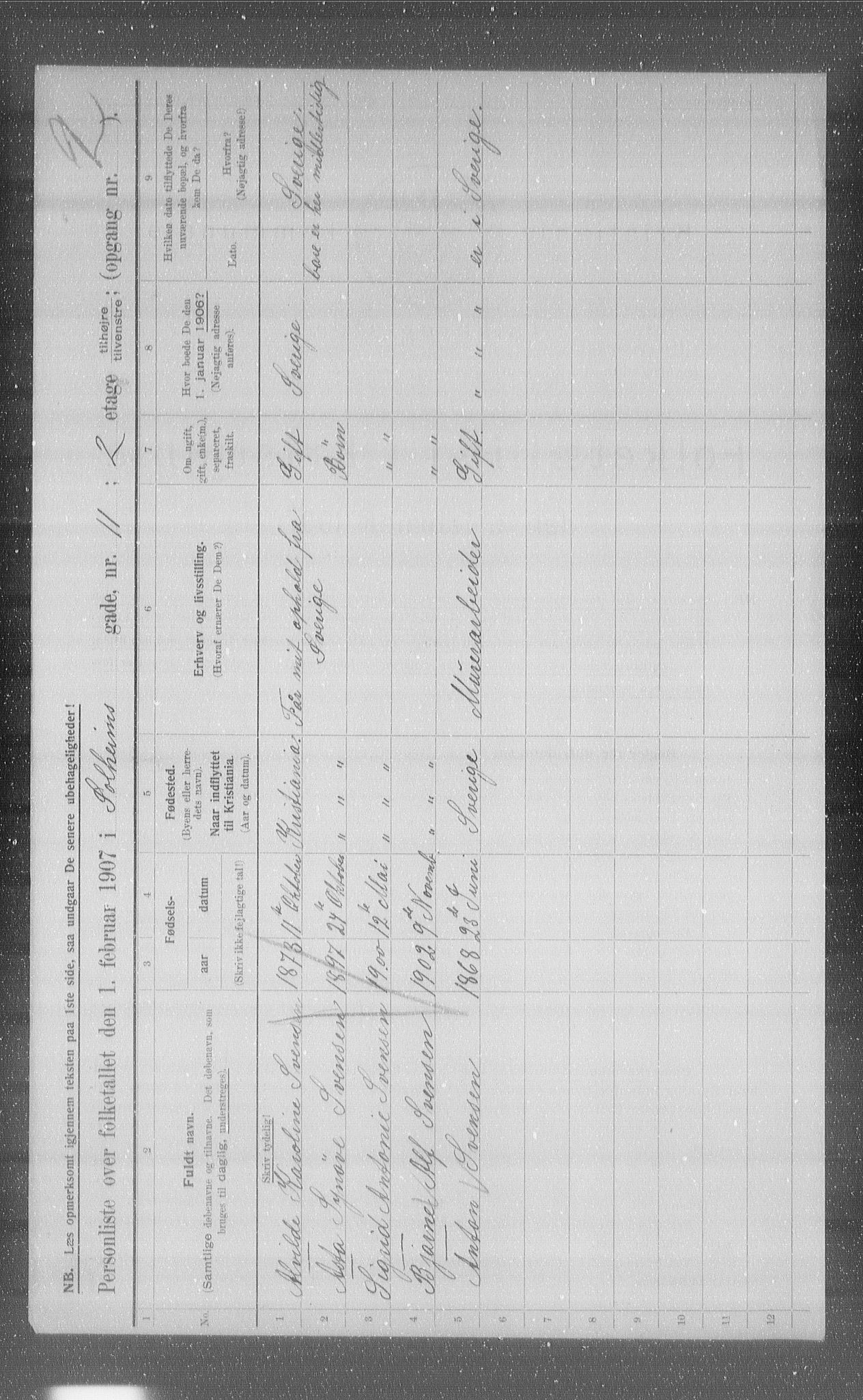 OBA, Municipal Census 1907 for Kristiania, 1907, p. 50894