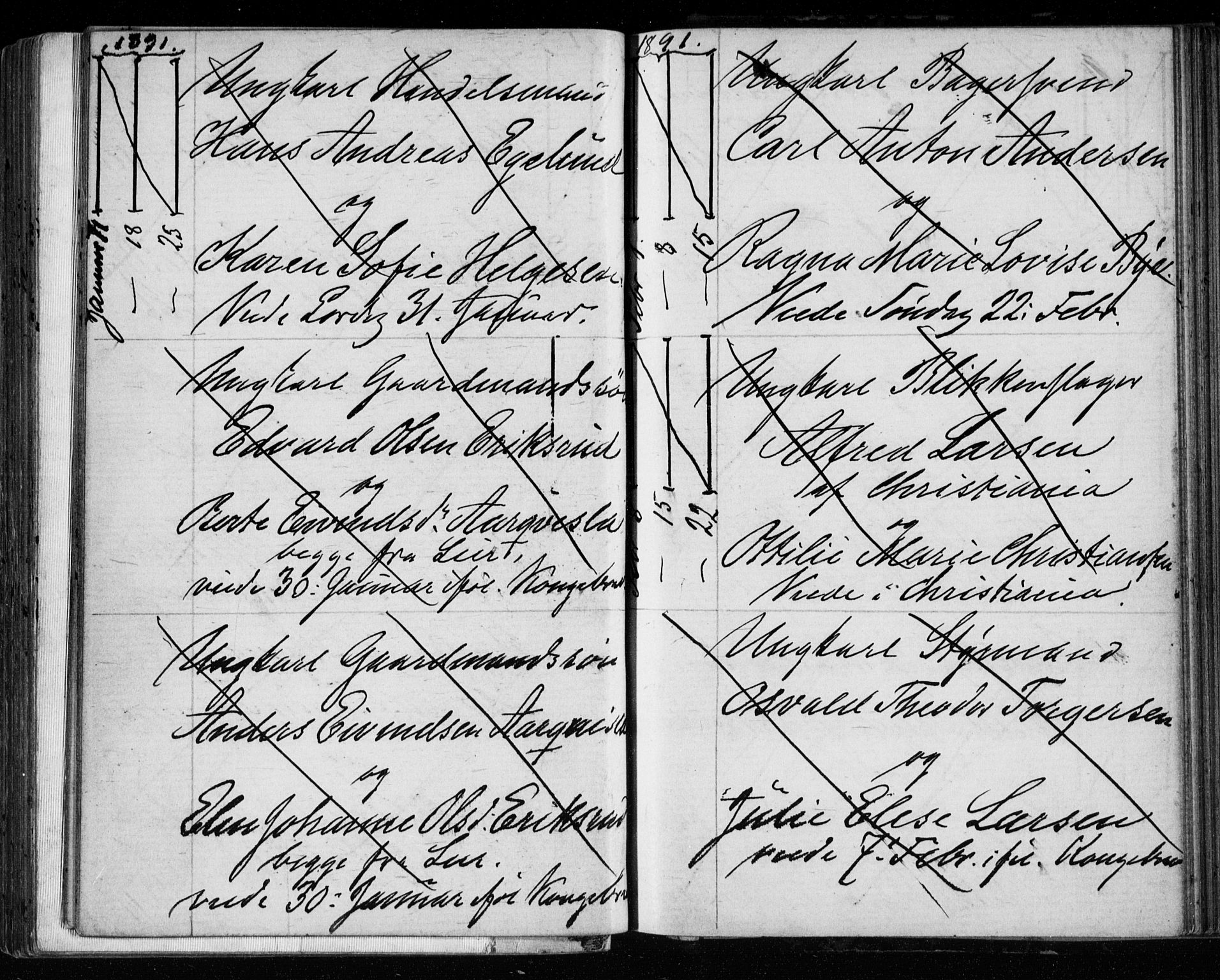 Bragernes kirkebøker, AV/SAKO-A-6/H/Ha/L0006: Banns register no. 6, 1873-1896