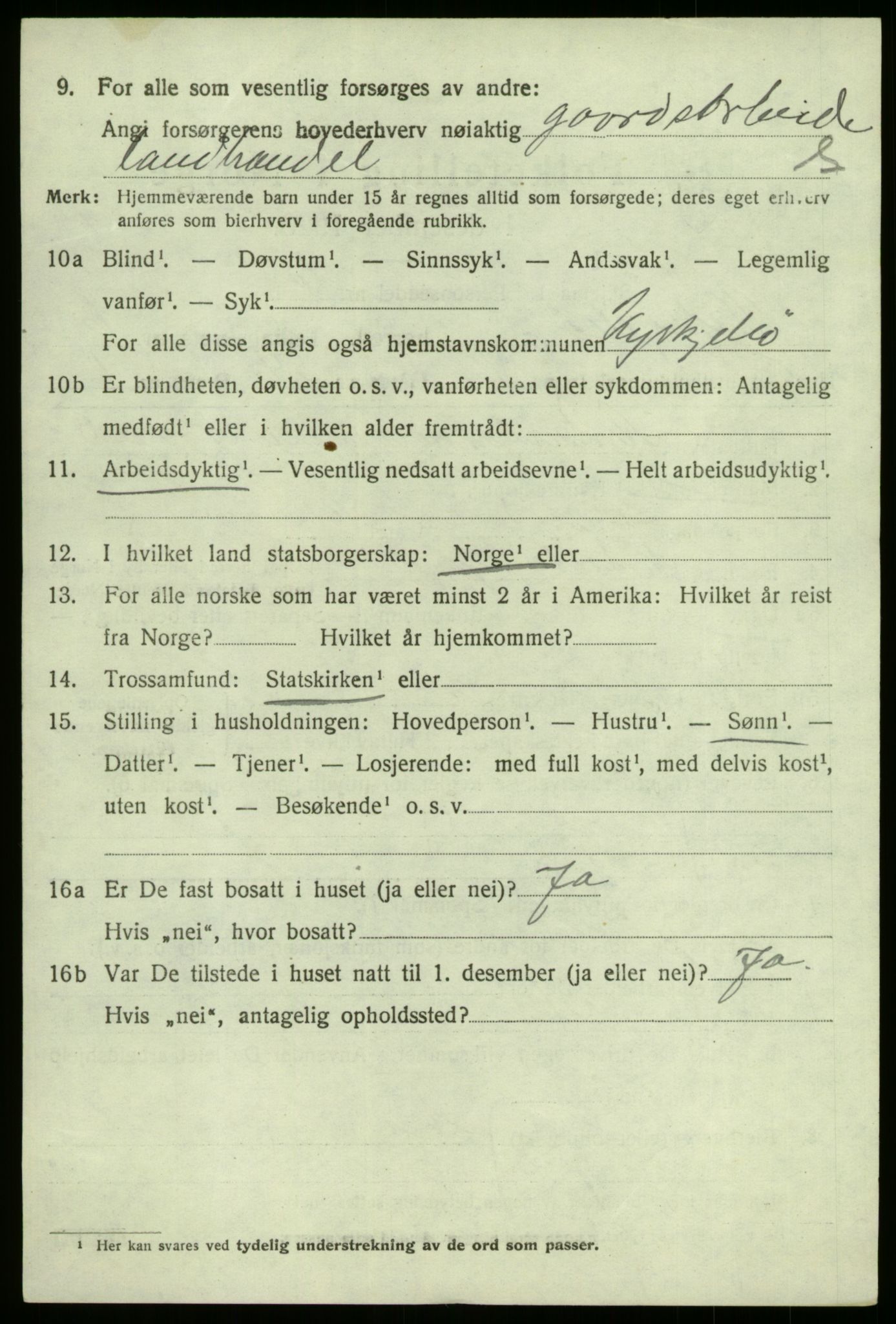 SAB, 1920 census for Kyrkjebø, 1920, p. 3454