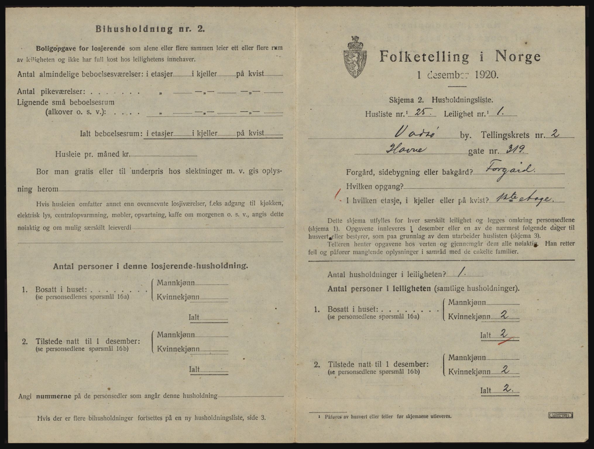 SATØ, 1920 census for Vadsø, 1920, p. 1026