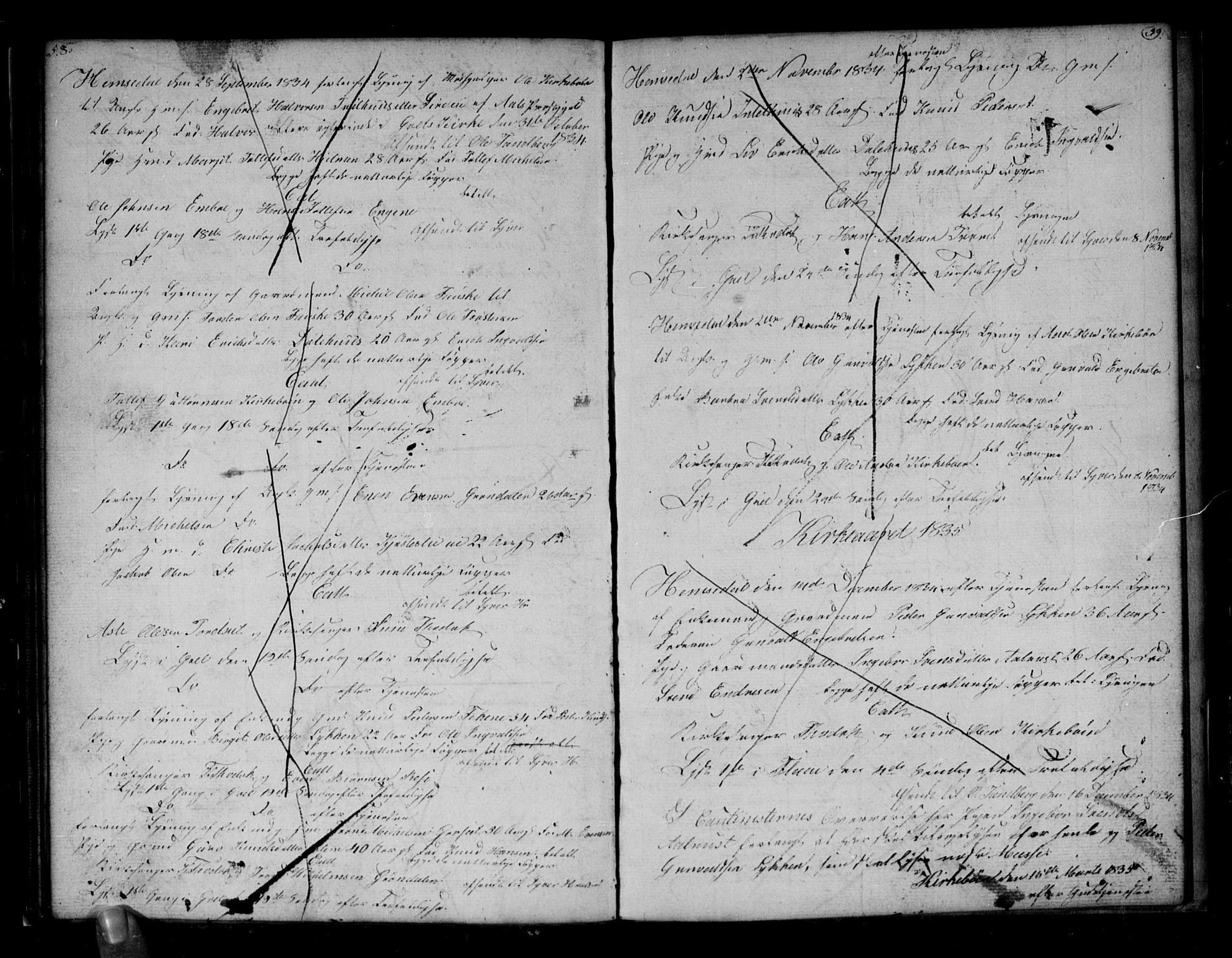 Gol kirkebøker, AV/SAKO-A-226/G/Gb/L0001: Parish register (copy) no. II 1, 1831-1838, p. 58-59
