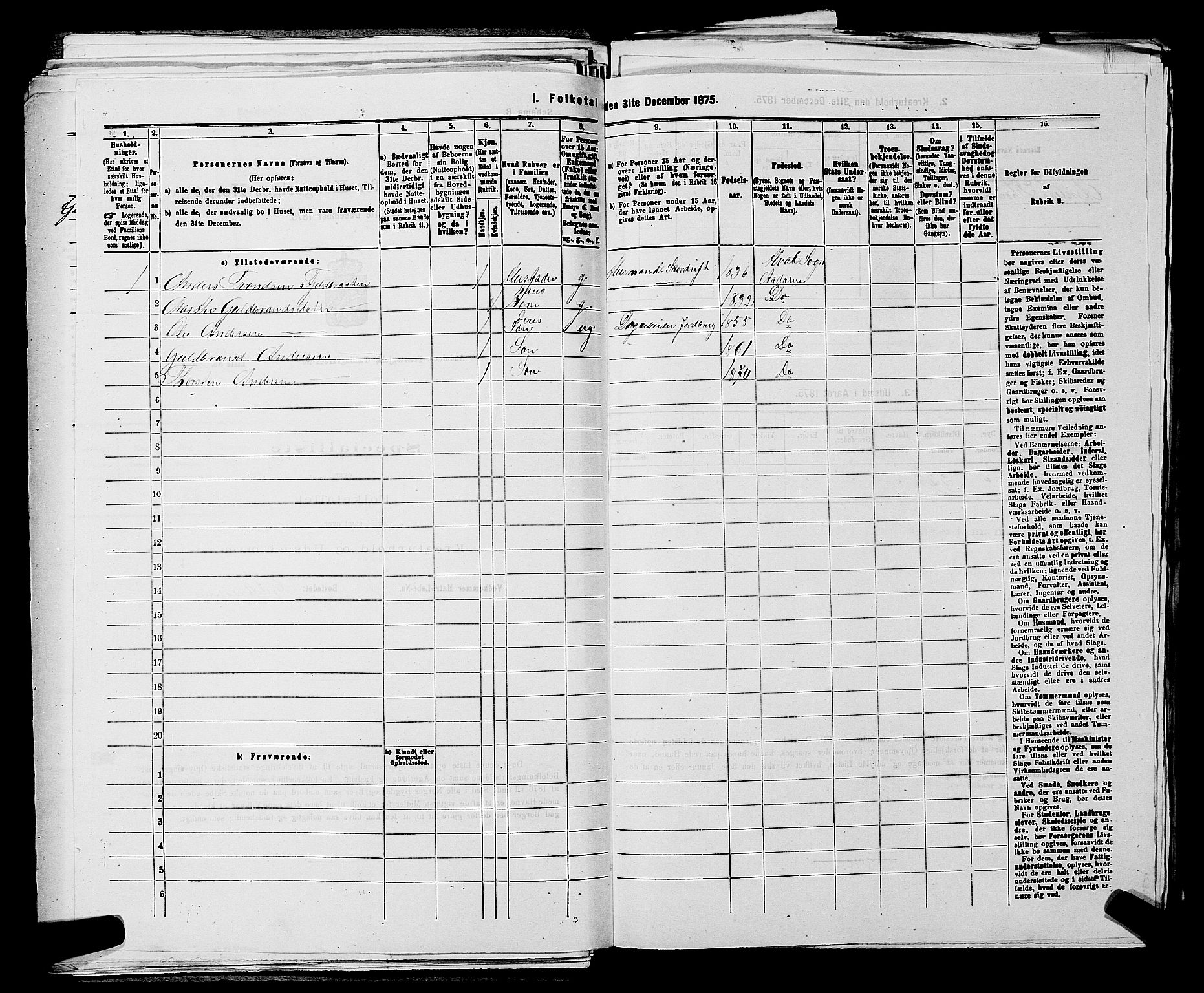 SAKO, 1875 census for 0614P Ådal, 1875, p. 585