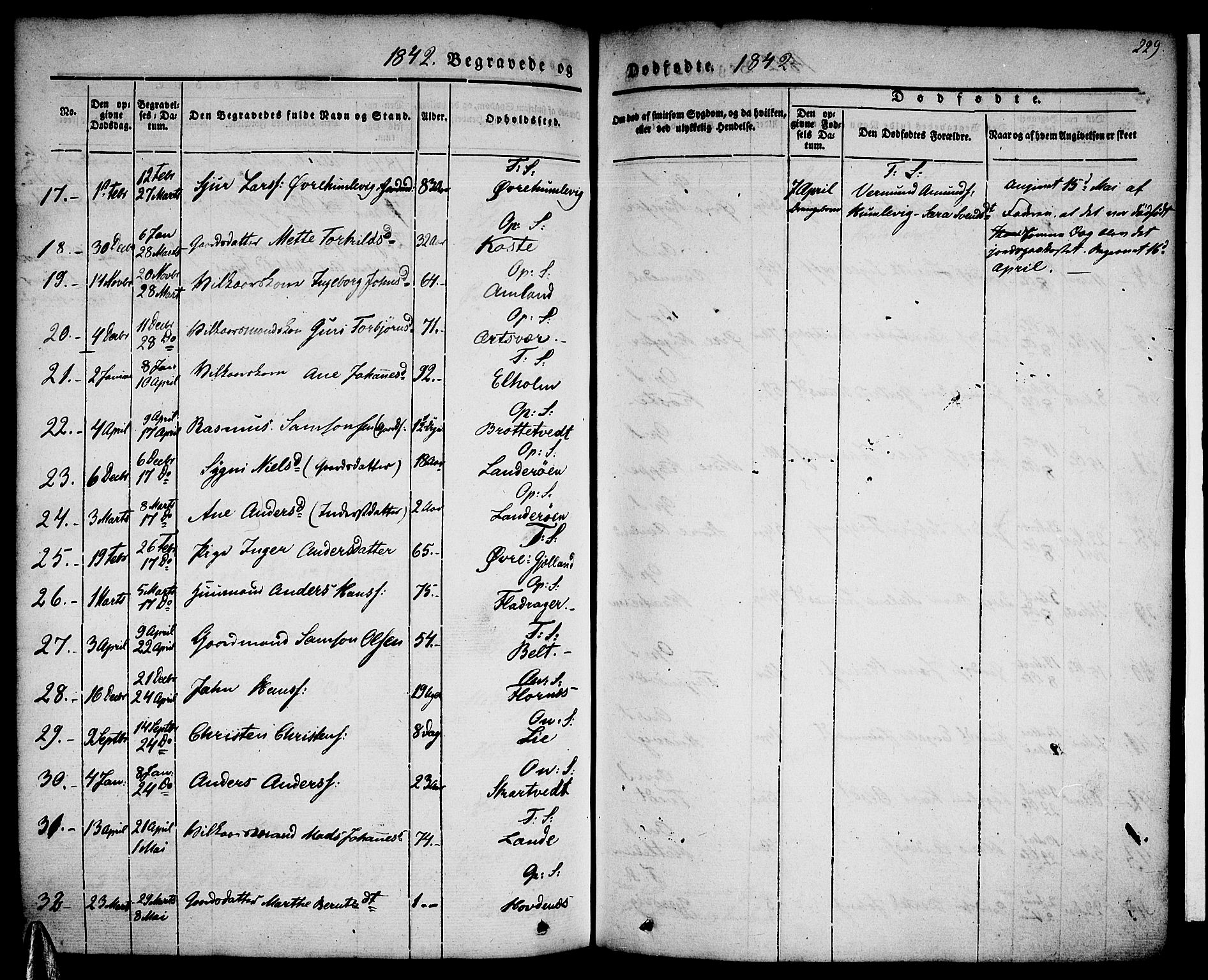 Tysnes sokneprestembete, AV/SAB-A-78601/H/Haa: Parish register (official) no. A 9, 1837-1848, p. 229