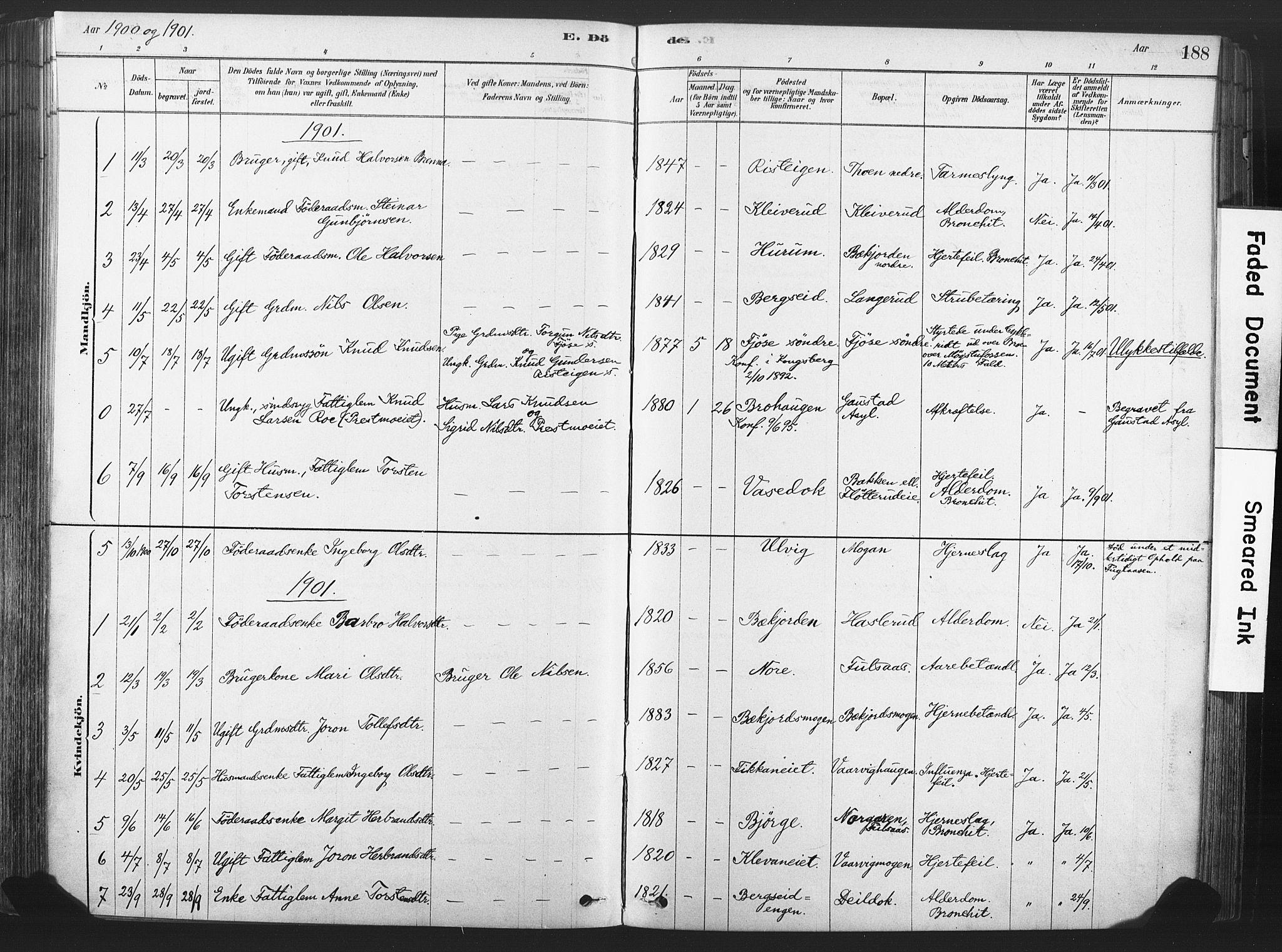 Rollag kirkebøker, SAKO/A-240/F/Fa/L0011: Parish register (official) no. I 11, 1878-1902, p. 188