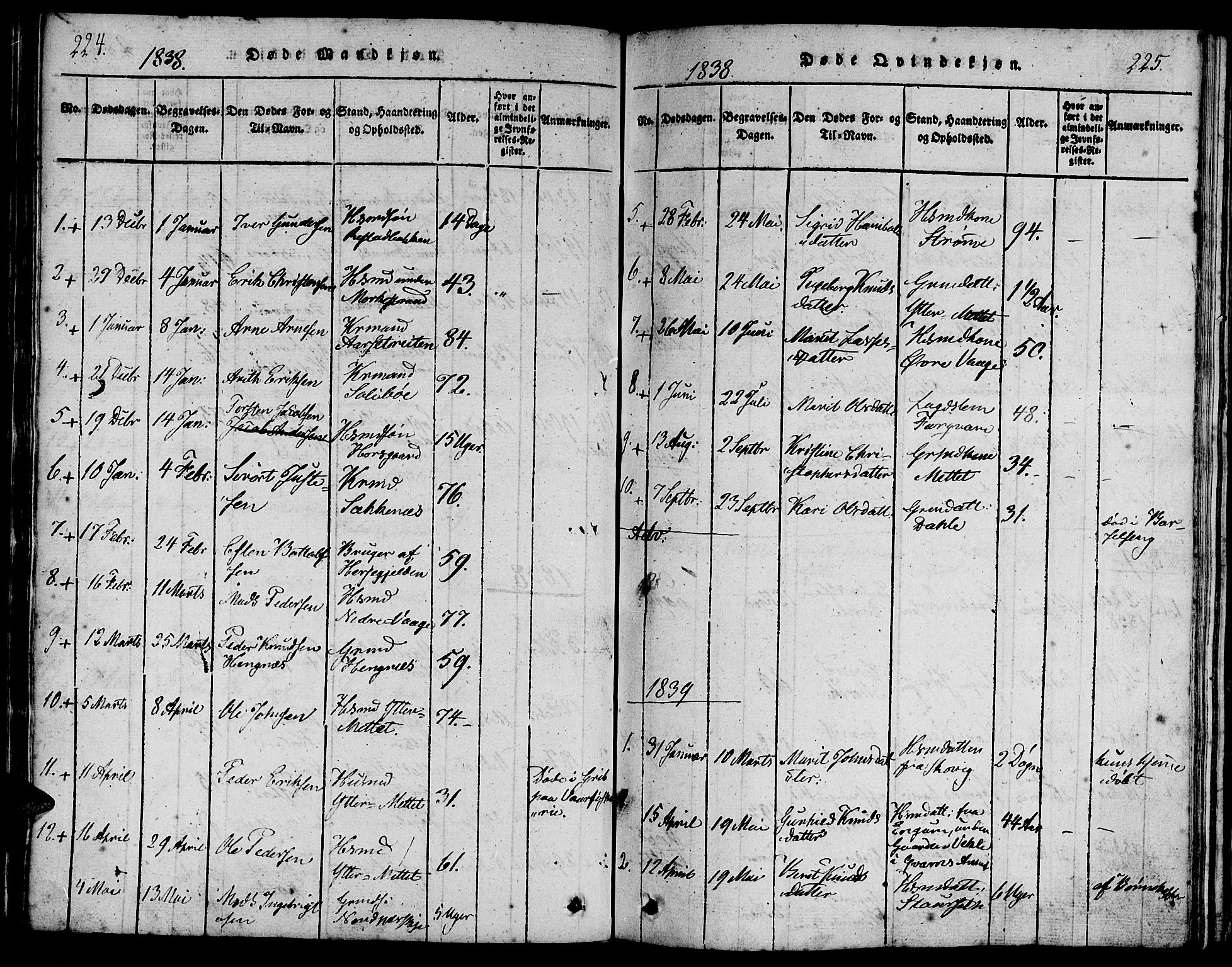 Ministerialprotokoller, klokkerbøker og fødselsregistre - Møre og Romsdal, AV/SAT-A-1454/547/L0602: Parish register (official) no. 547A04, 1818-1845, p. 224-225