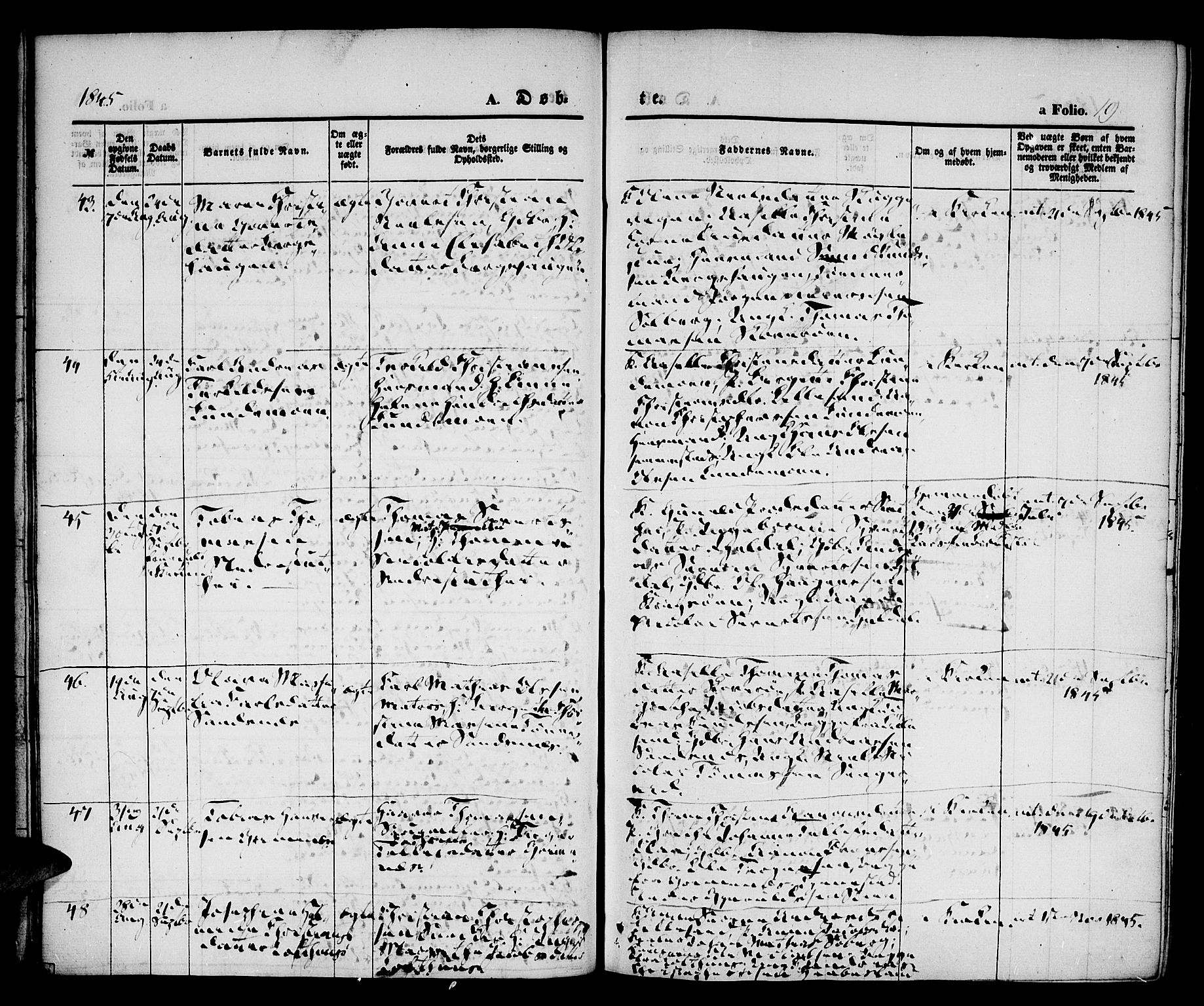 Vestre Moland sokneprestkontor, AV/SAK-1111-0046/F/Fa/Fab/L0005: Parish register (official) no. A 5, 1841-1849, p. 19