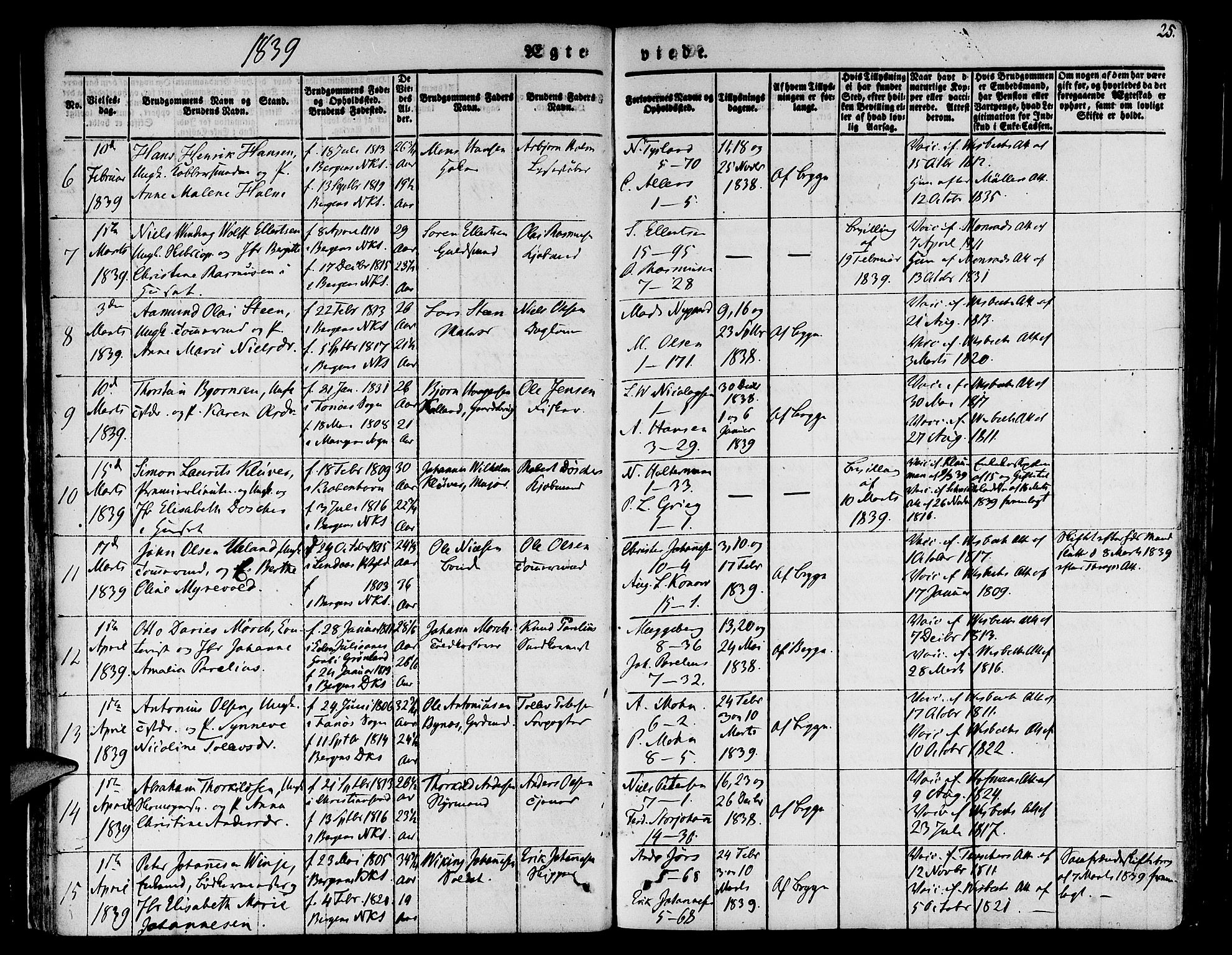 Nykirken Sokneprestembete, AV/SAB-A-77101/H/Hab: Parish register (copy) no. D 1, 1832-1867, p. 25