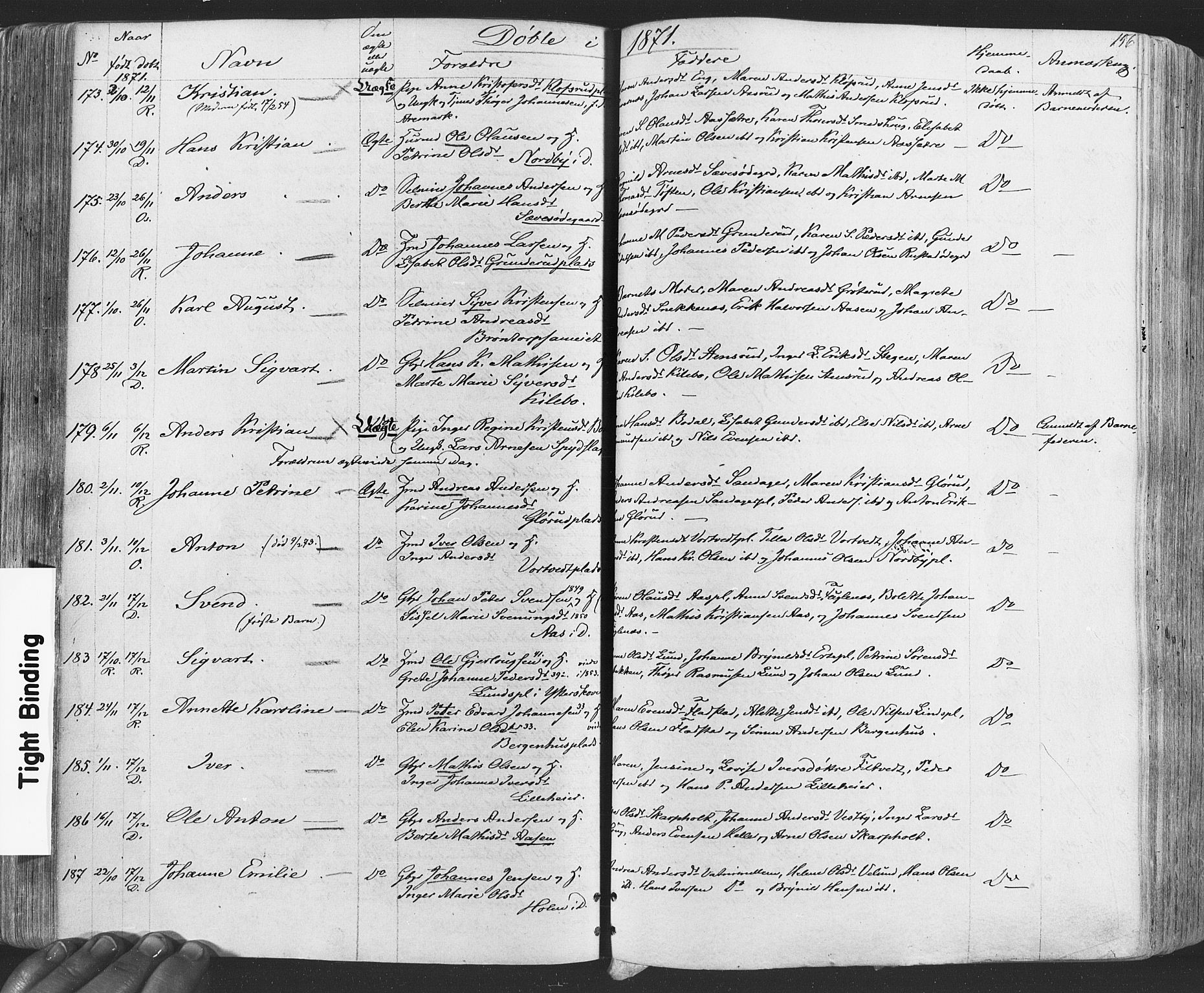 Rakkestad prestekontor Kirkebøker, AV/SAO-A-2008/F/Fa/L0011: Parish register (official) no. I 11, 1862-1877, p. 156