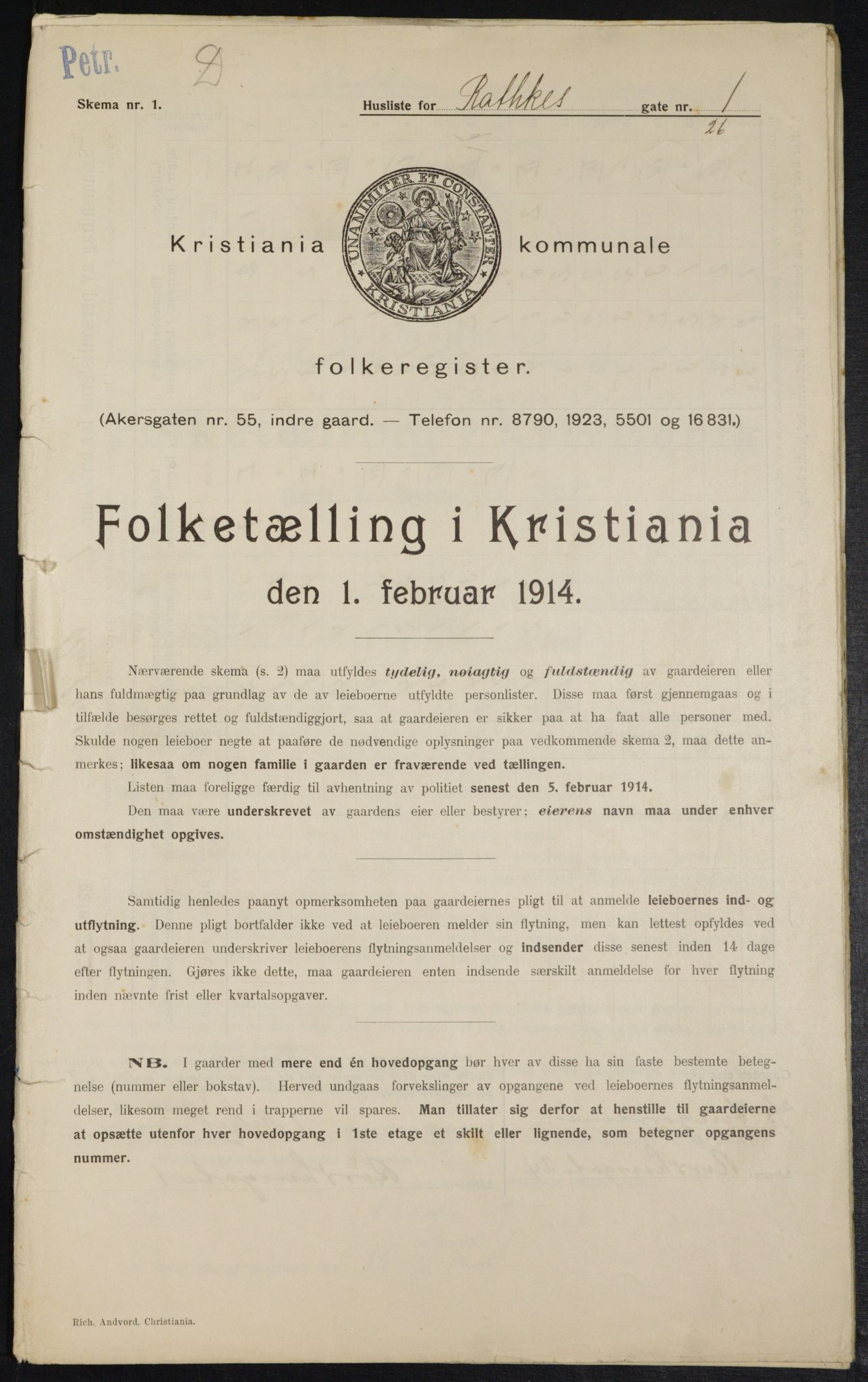 OBA, Municipal Census 1914 for Kristiania, 1914, p. 81825
