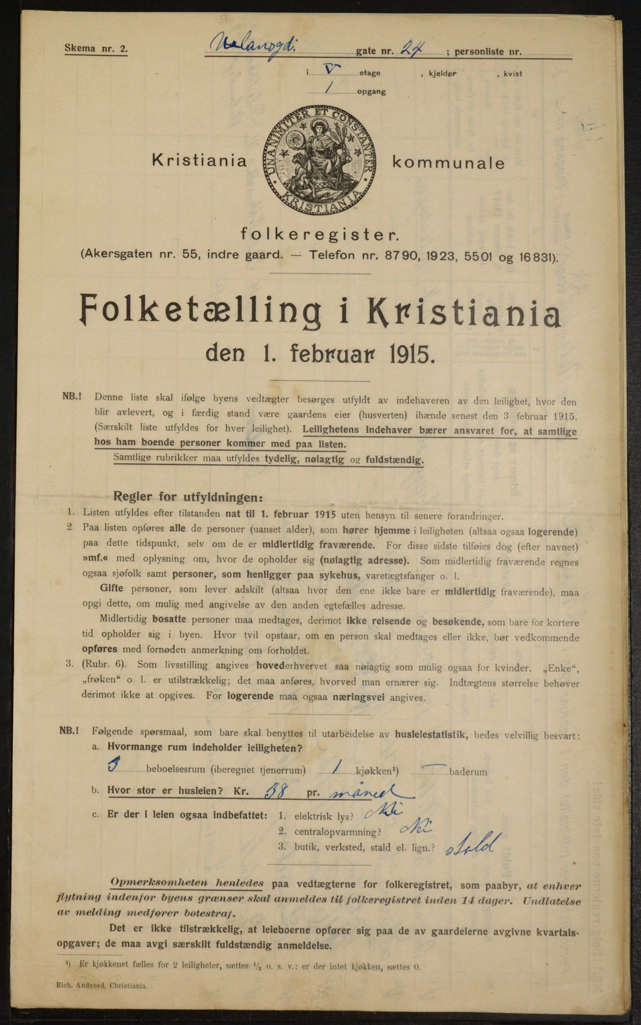 OBA, Municipal Census 1915 for Kristiania, 1915, p. 119133