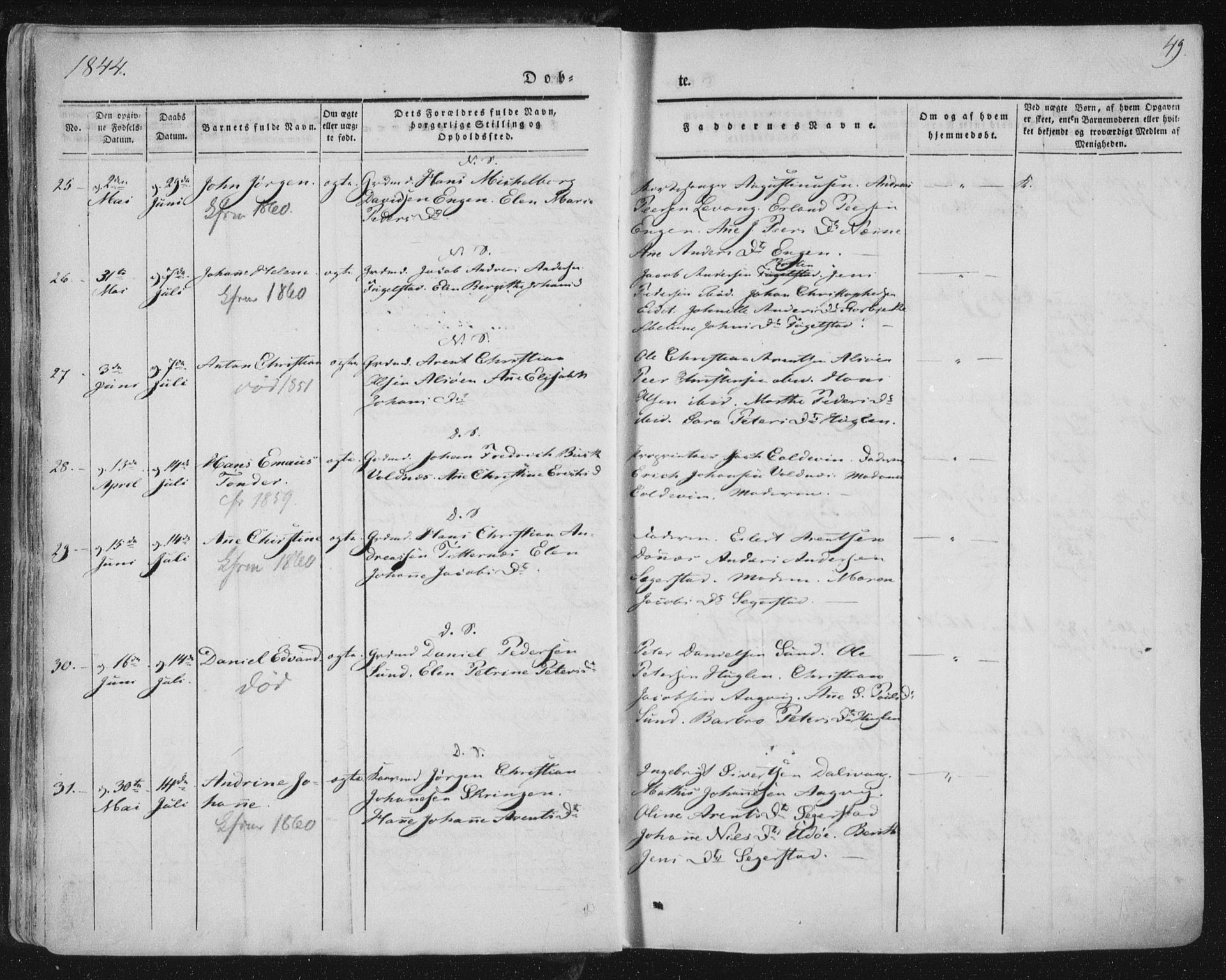 Ministerialprotokoller, klokkerbøker og fødselsregistre - Nordland, AV/SAT-A-1459/838/L0549: Parish register (official) no. 838A07, 1840-1854, p. 49