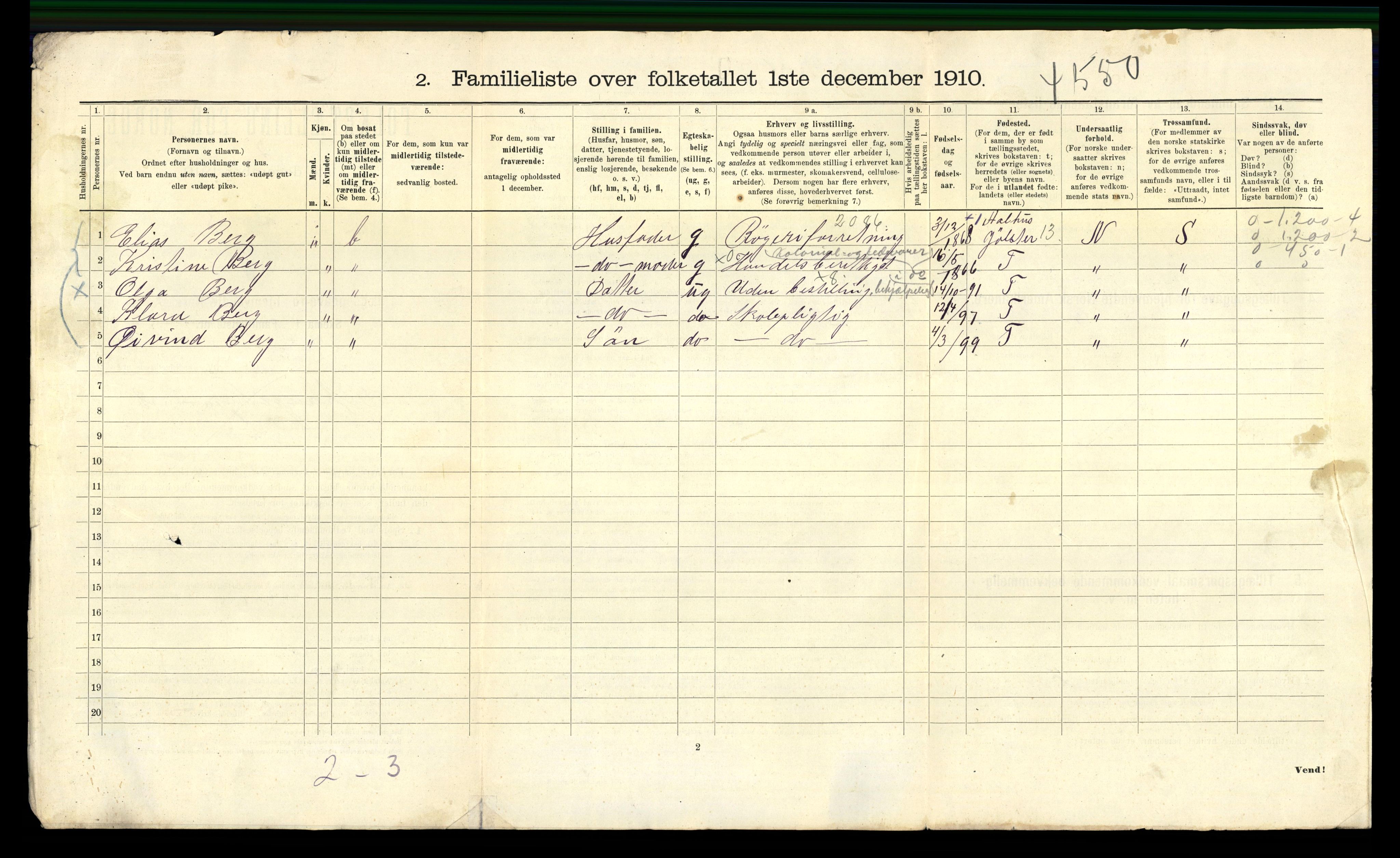 RA, 1910 census for Bergen, 1910, p. 17214