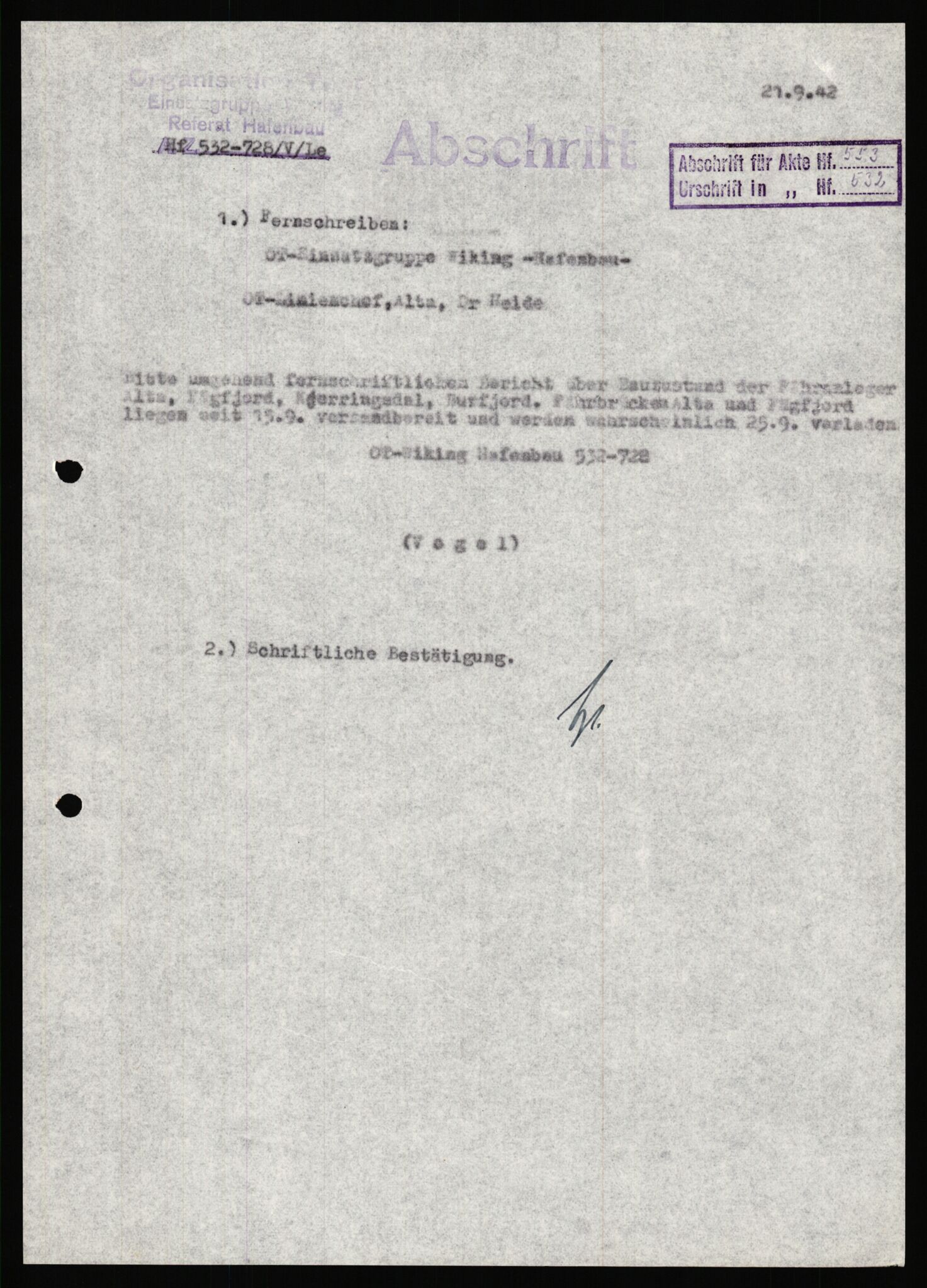 Tyske arkiver, Organisation Todt (OT), Einsatzgruppe Wiking, AV/RA-RAFA-2188/1/E/E2/E2d/L0023: Fähren und Anlegen, 1942-1944, p. 178