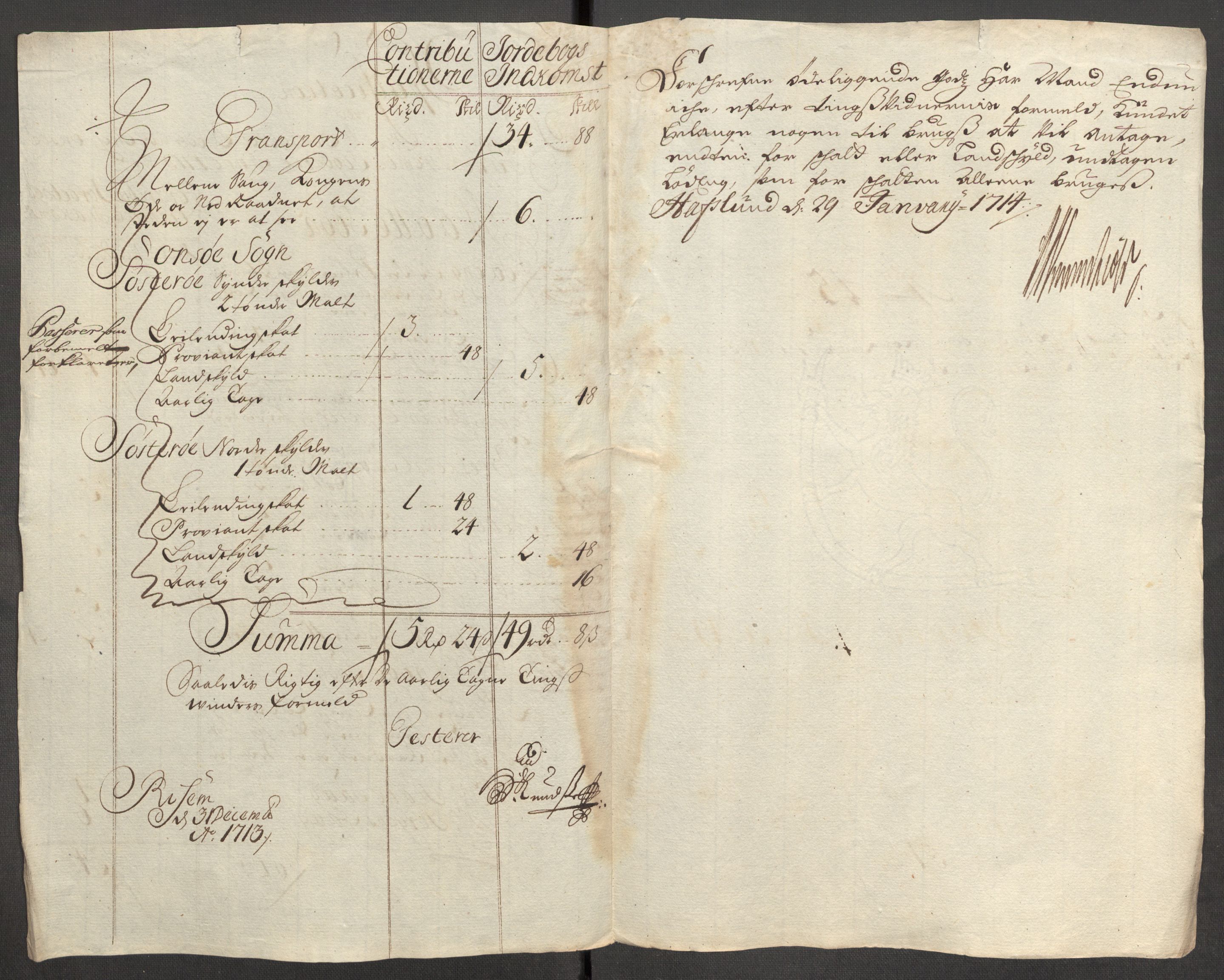 Rentekammeret inntil 1814, Reviderte regnskaper, Fogderegnskap, AV/RA-EA-4092/R04/L0138: Fogderegnskap Moss, Onsøy, Tune, Veme og Åbygge, 1713-1714, p. 319