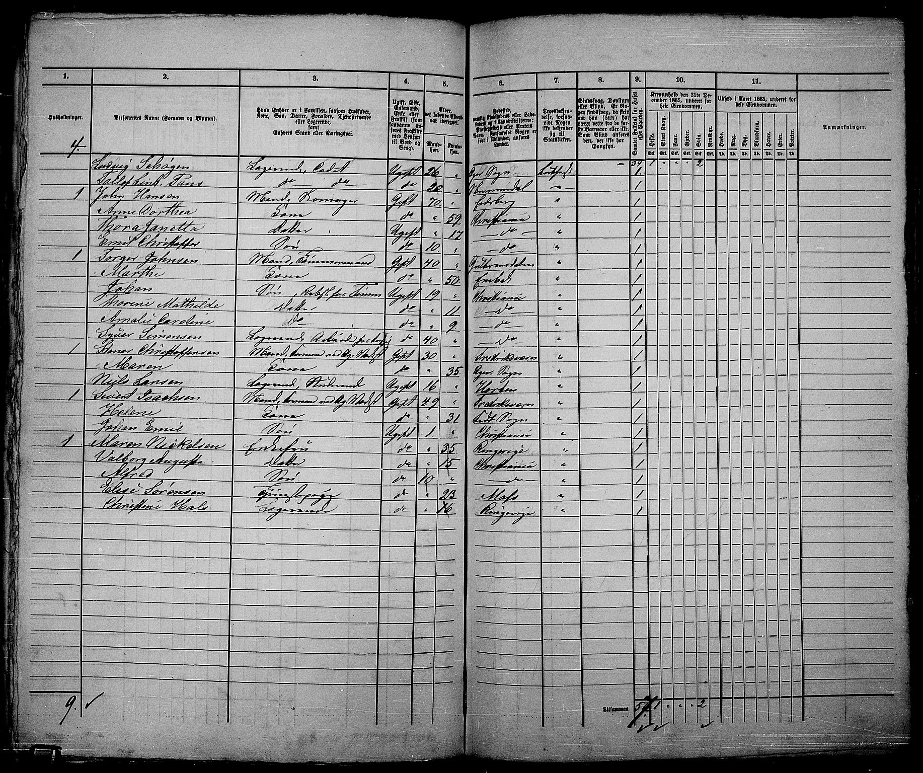 RA, 1865 census for Kristiania, 1865, p. 2967