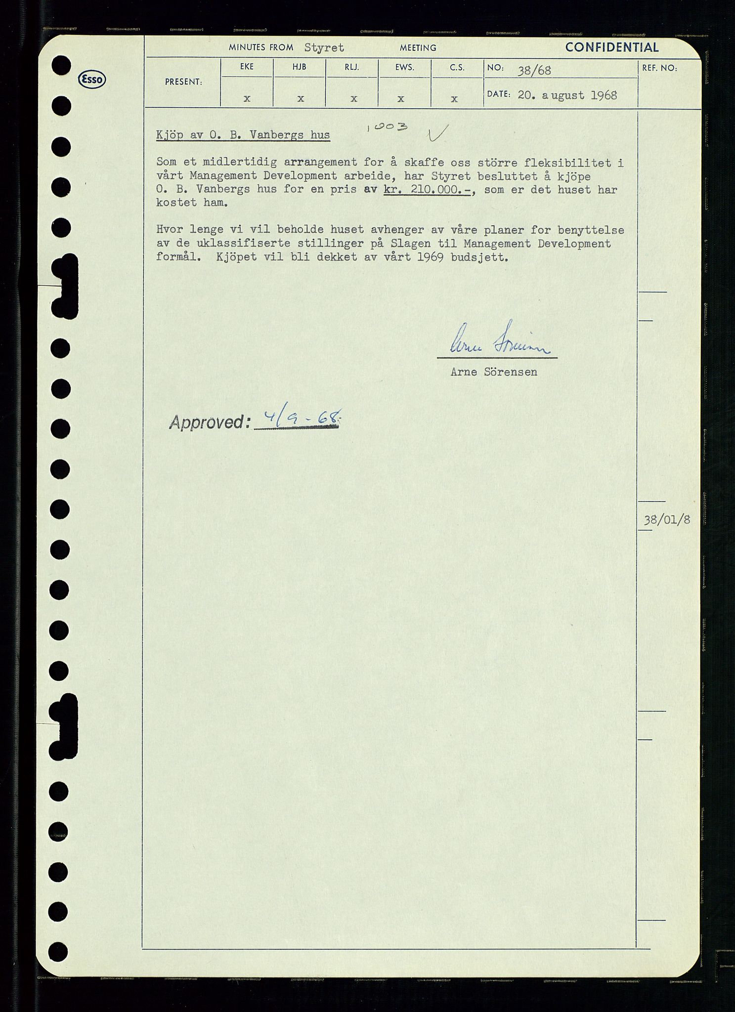 Pa 0982 - Esso Norge A/S, AV/SAST-A-100448/A/Aa/L0002/0004: Den administrerende direksjon Board minutes (styrereferater) / Den administrerende direksjon Board minutes (styrereferater), 1968, p. 60