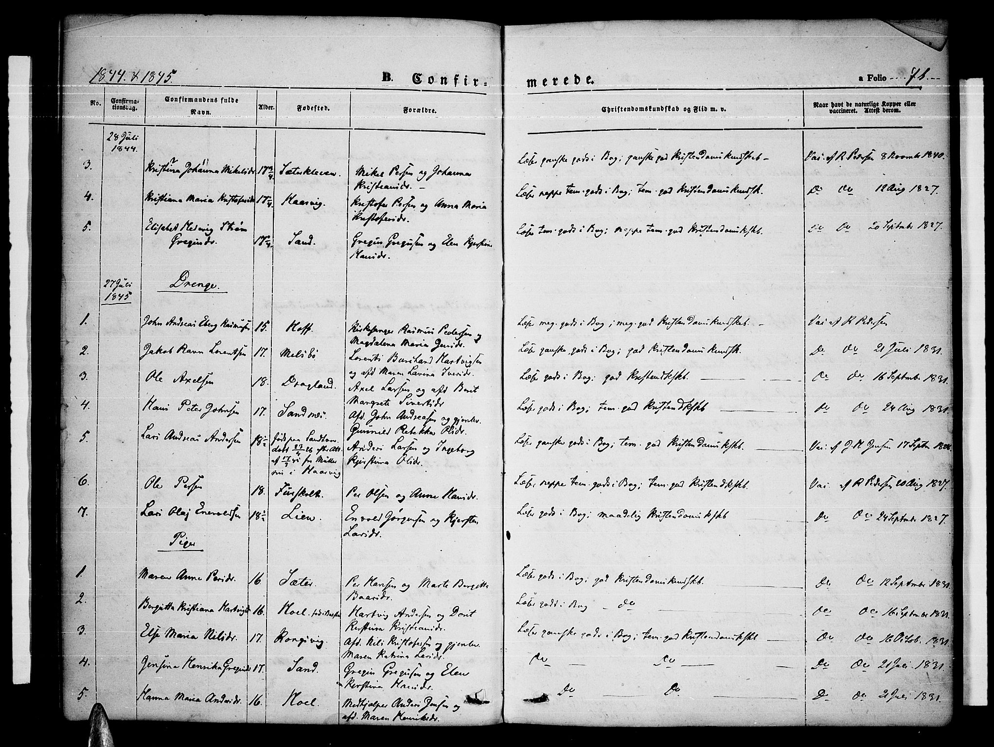 Ministerialprotokoller, klokkerbøker og fødselsregistre - Nordland, AV/SAT-A-1459/865/L0929: Parish register (copy) no. 865C01, 1840-1866, p. 71