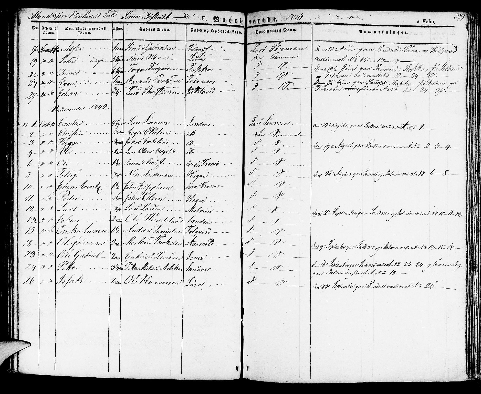 Høyland sokneprestkontor, SAST/A-101799/001/30BA/L0007: Parish register (official) no. A 7 /2, 1825-1841, p. 389