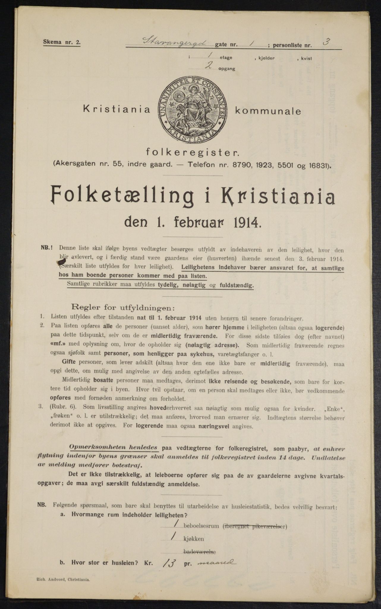 OBA, Municipal Census 1914 for Kristiania, 1914, p. 100583