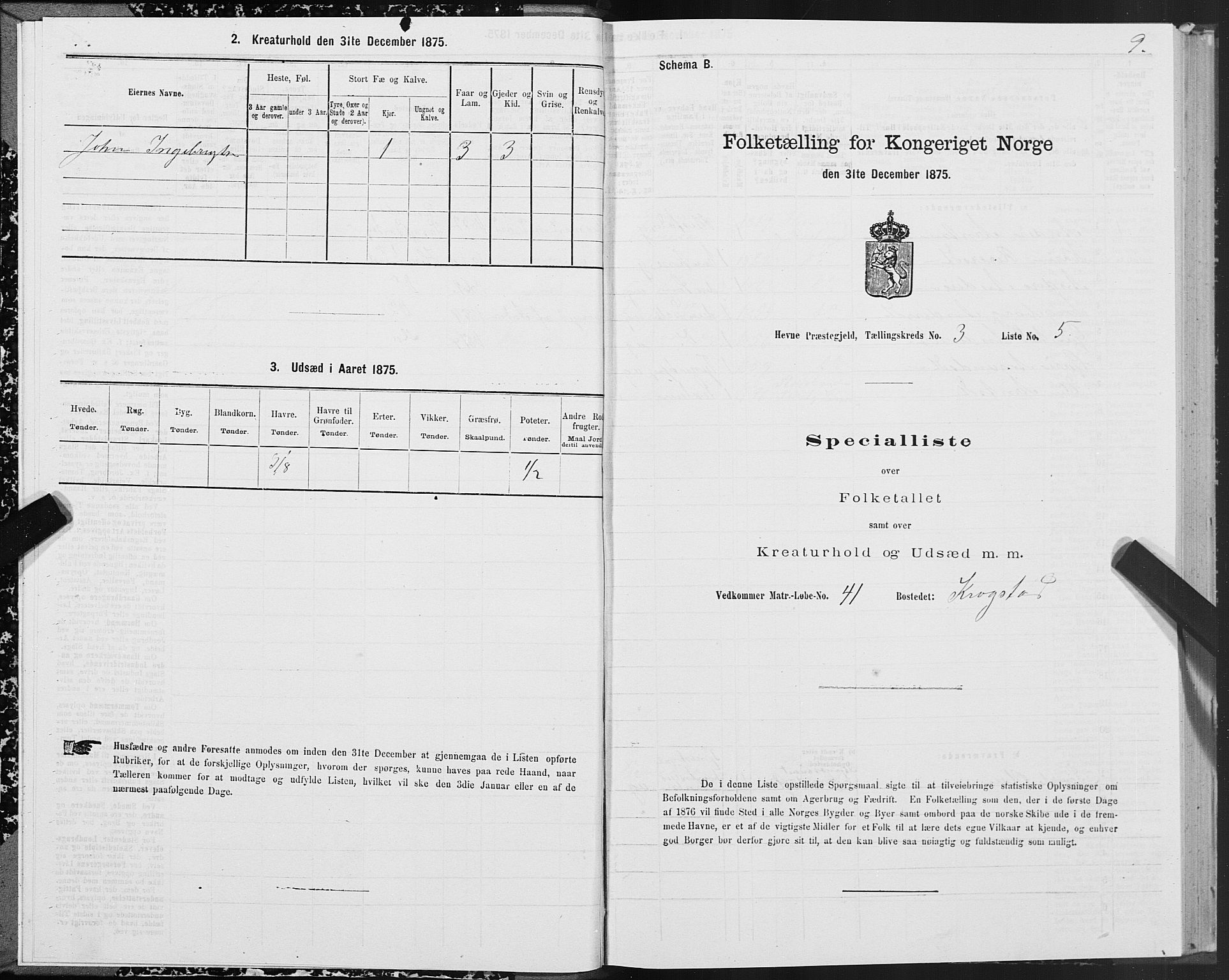 SAT, 1875 census for 1612P Hemne, 1875, p. 2009