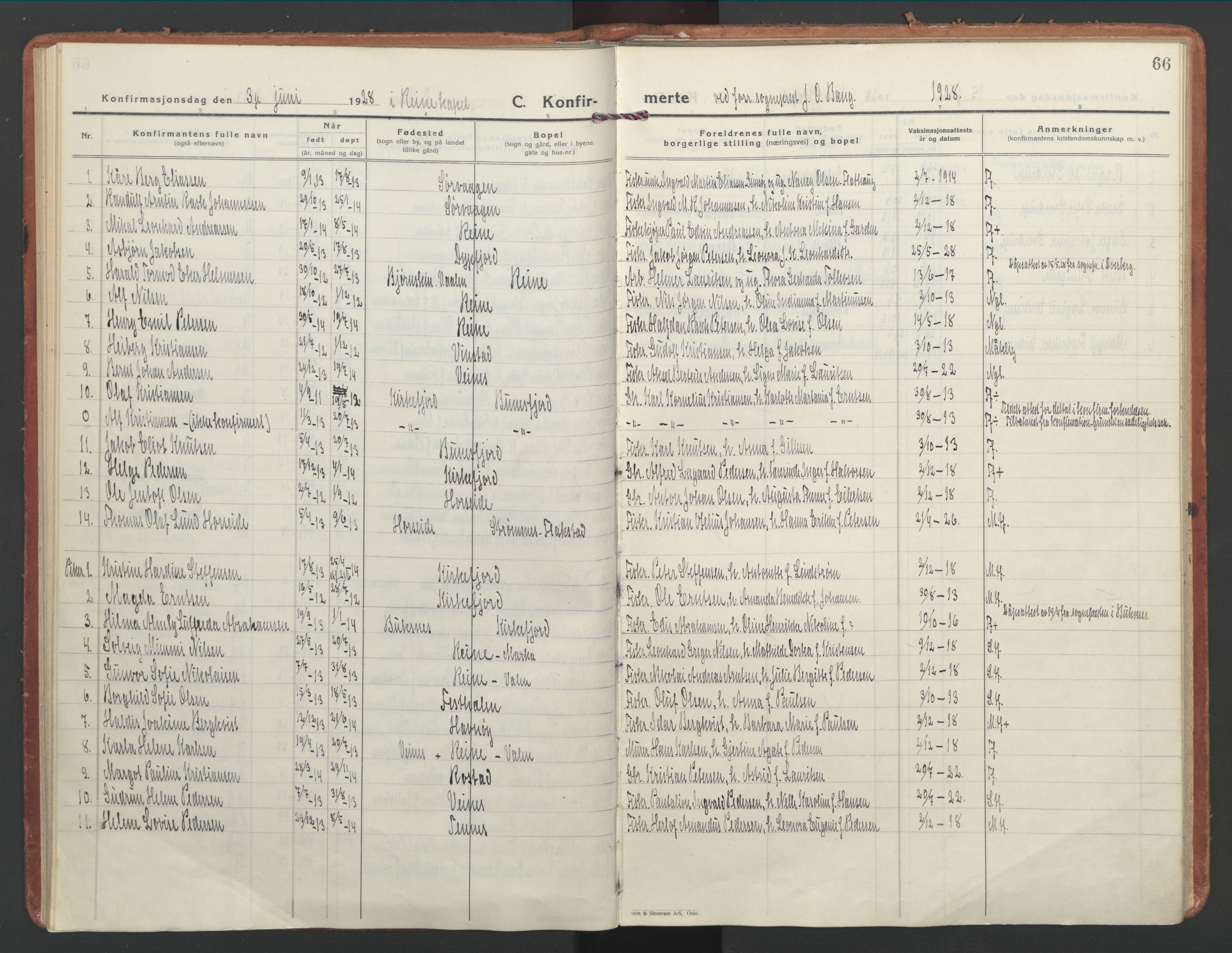 Ministerialprotokoller, klokkerbøker og fødselsregistre - Nordland, SAT/A-1459/886/L1223: Parish register (official) no. 886A05, 1926-1938, p. 66