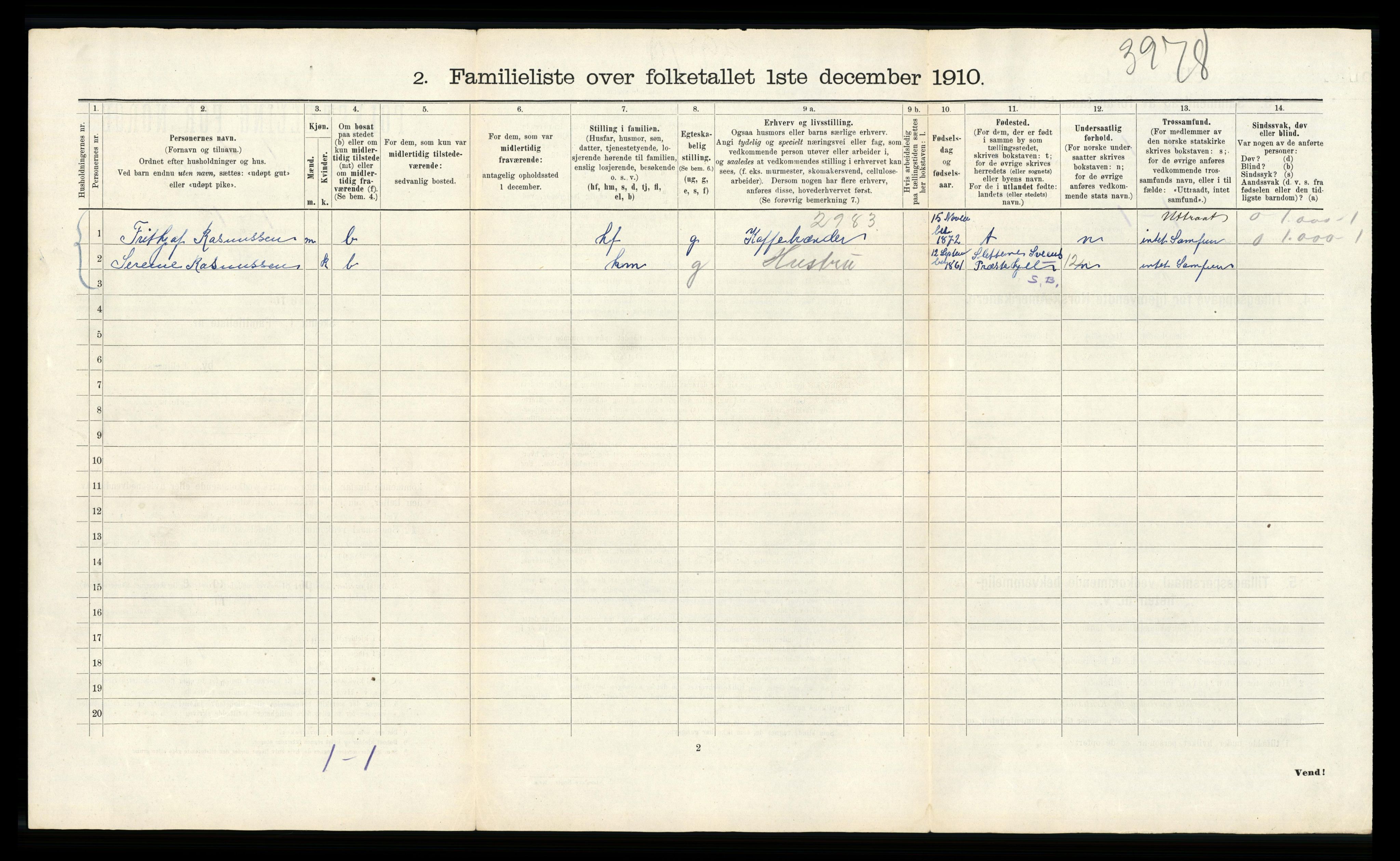 RA, 1910 census for Bergen, 1910, p. 5106