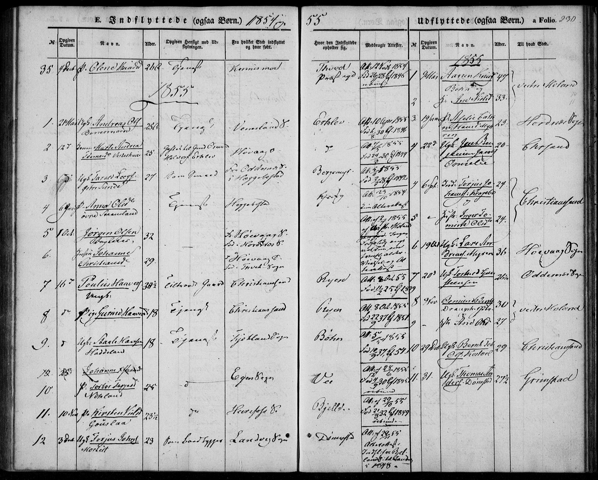 Tveit sokneprestkontor, AV/SAK-1111-0043/F/Fa/L0005: Parish register (official) no. A 5, 1853-1871, p. 230