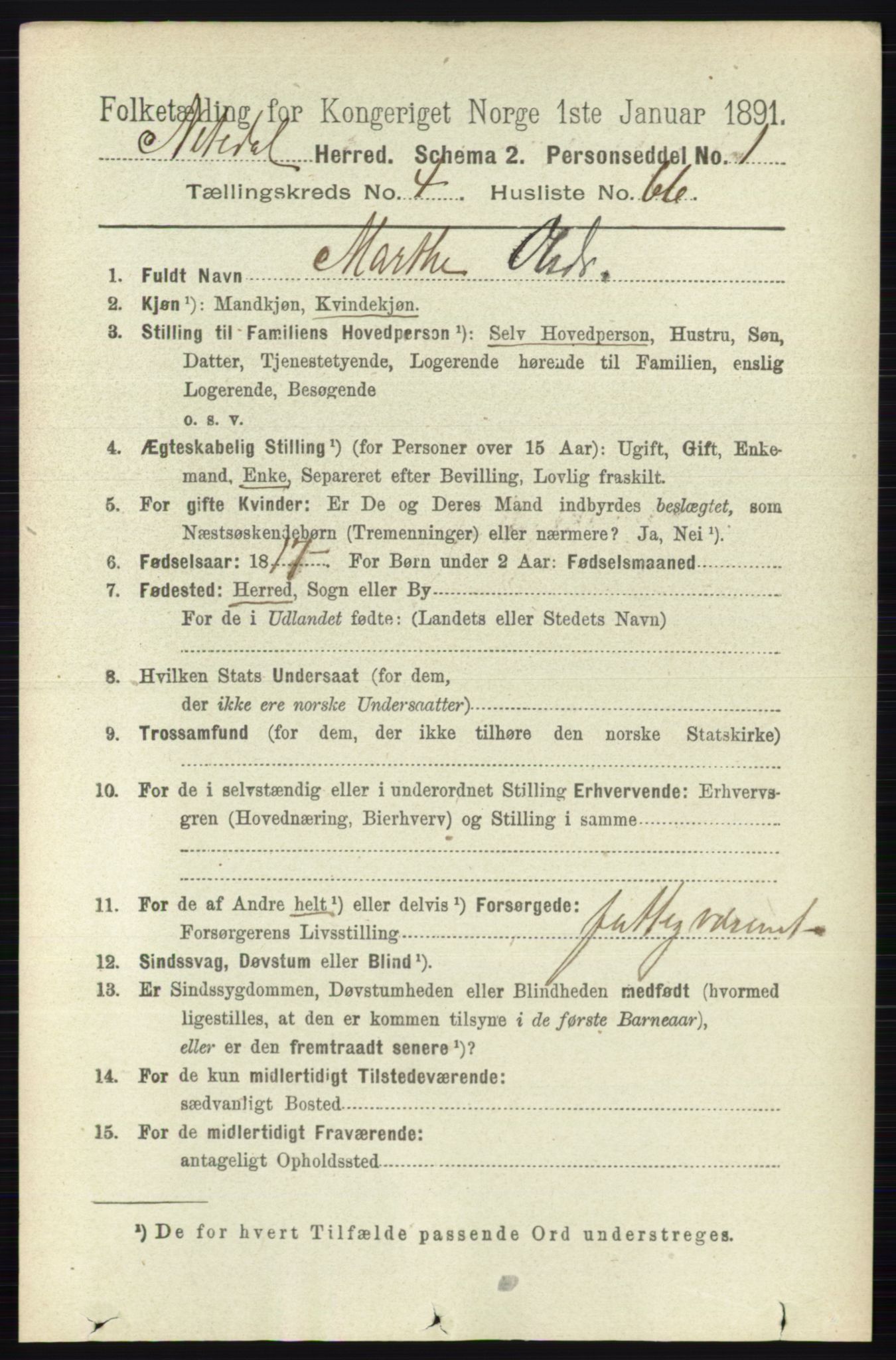 RA, 1891 census for 0233 Nittedal, 1891, p. 2059