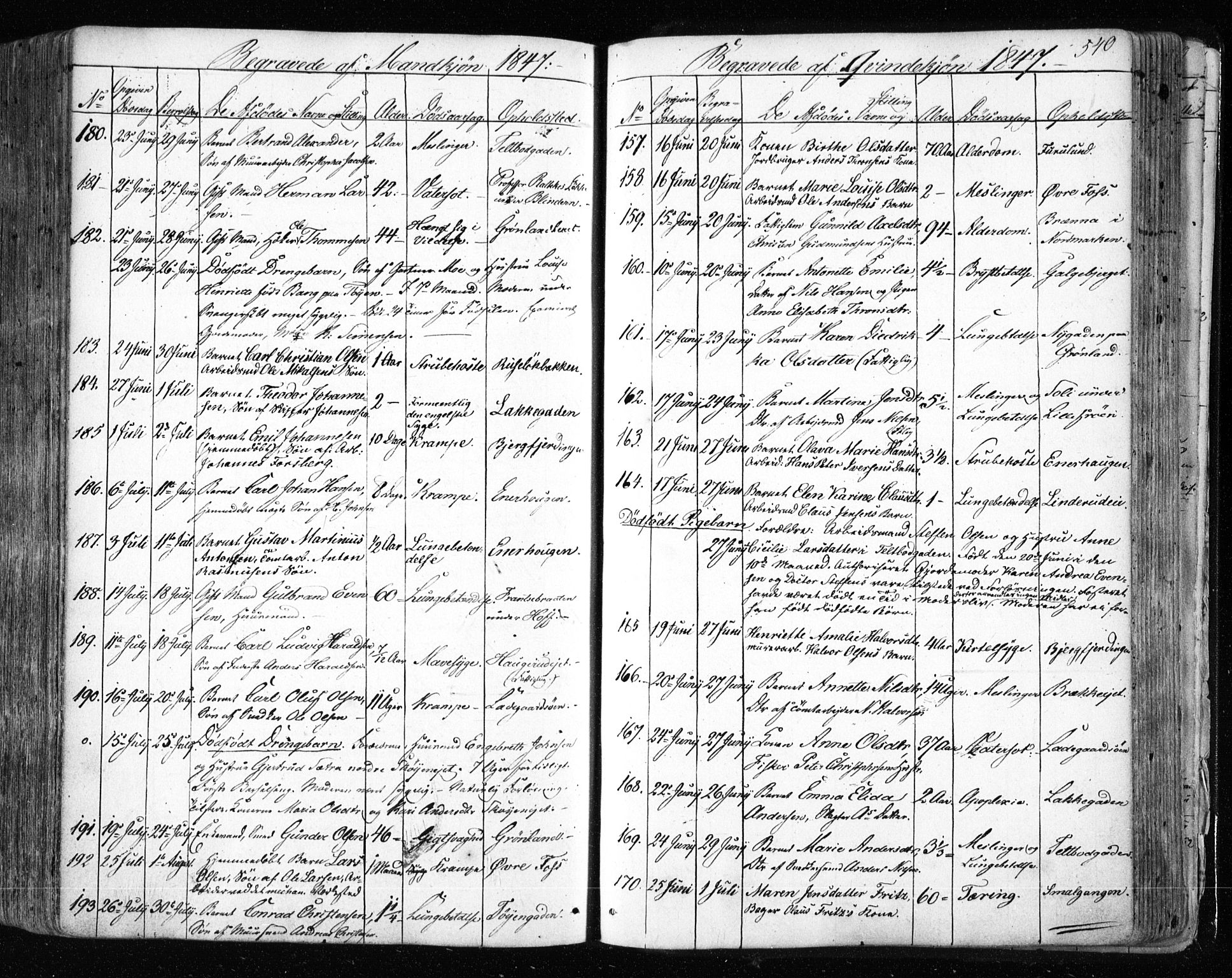 Aker prestekontor kirkebøker, AV/SAO-A-10861/F/L0019: Parish register (official) no. 19, 1842-1852, p. 540