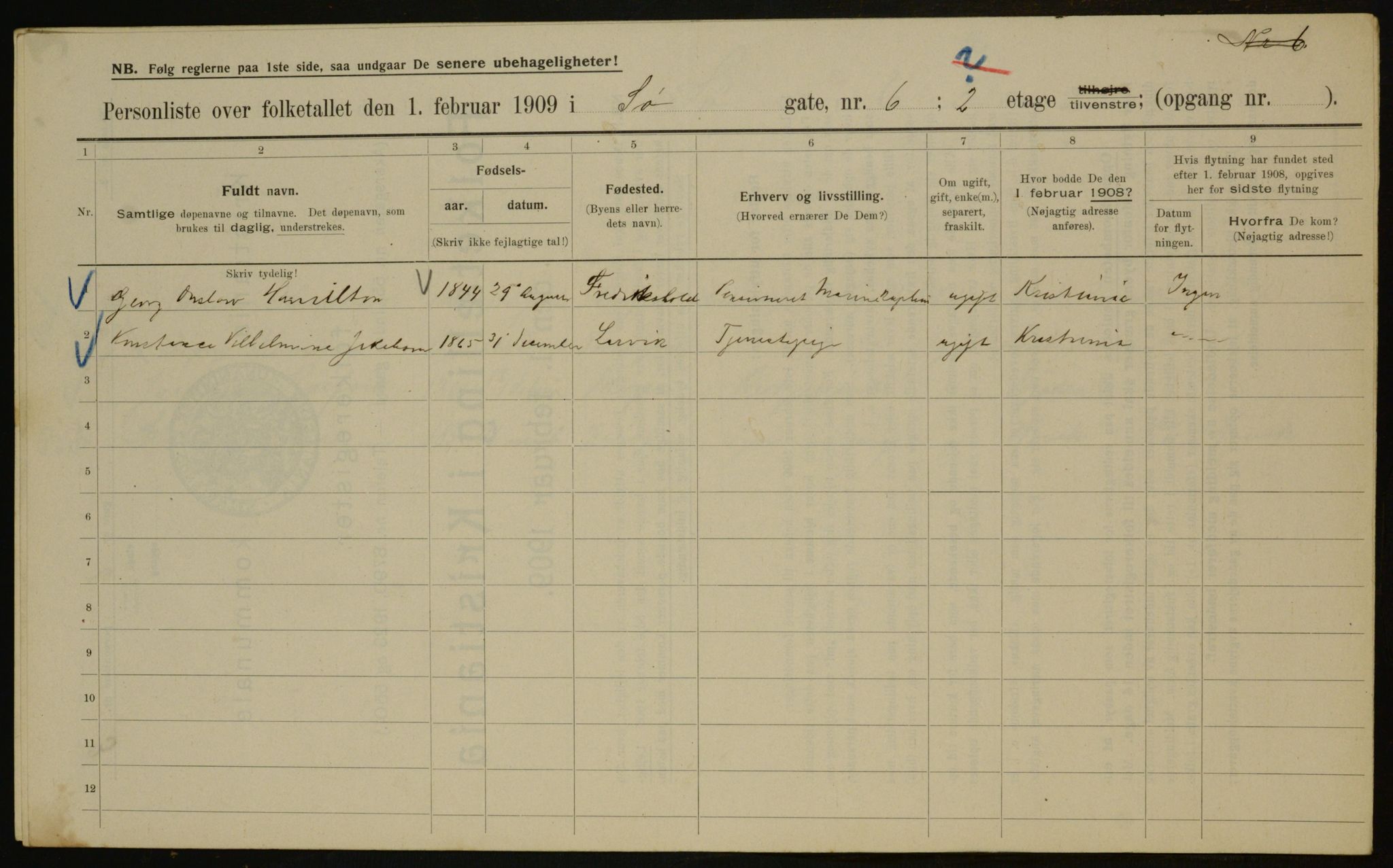 OBA, Municipal Census 1909 for Kristiania, 1909, p. 96194