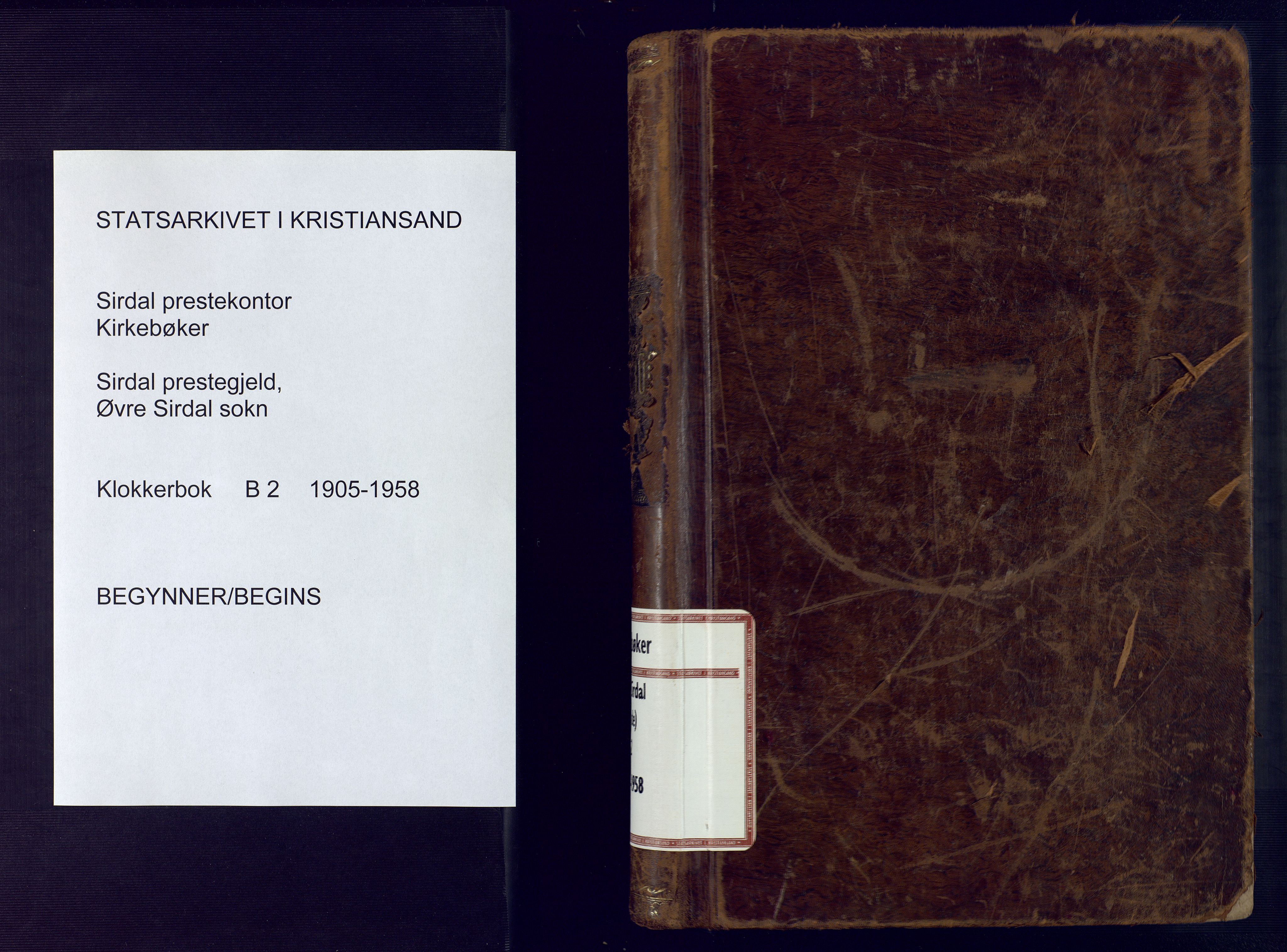 Sirdal sokneprestkontor, SAK/1111-0036/F/Fb/Fba/L0002: Parish register (copy) no. B 2, 1905-1958