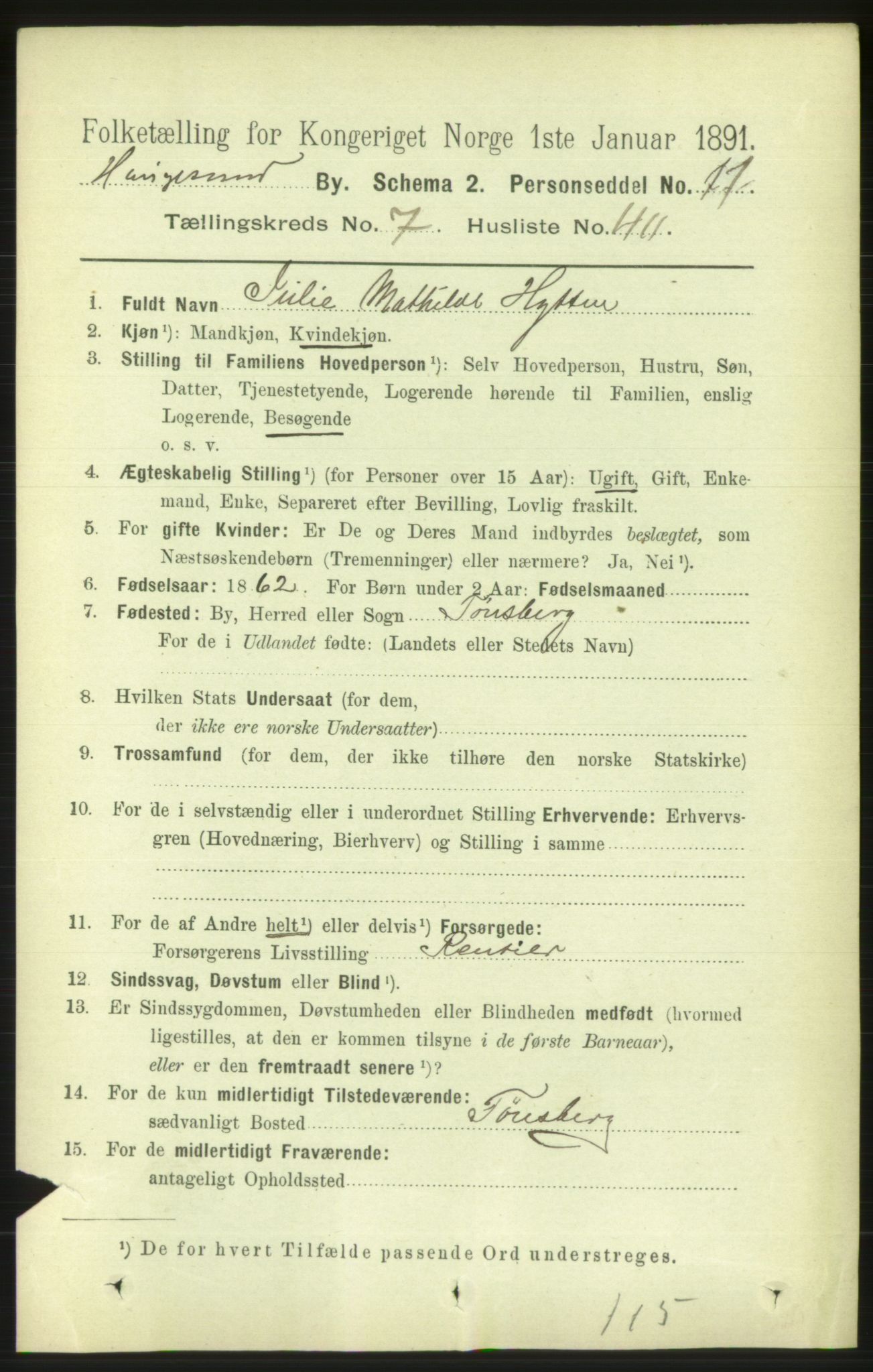 RA, 1891 census for 1106 Haugesund, 1891, p. 3554