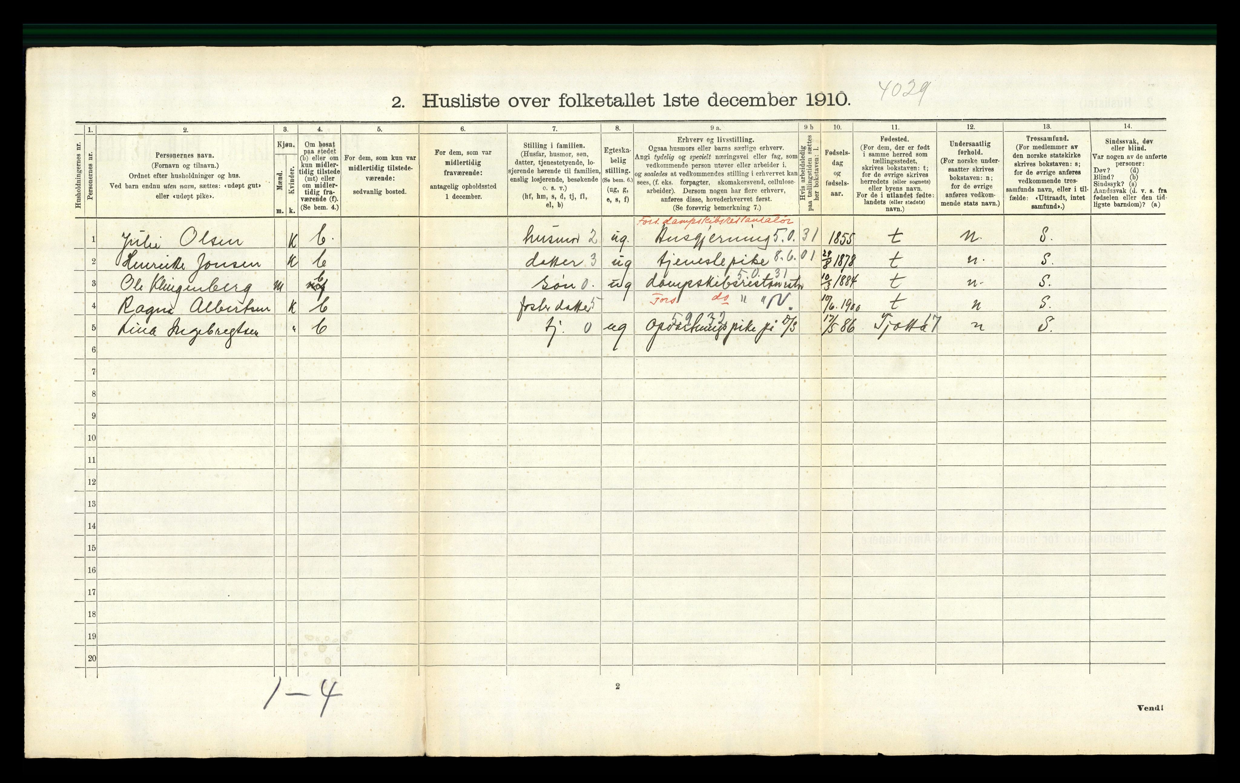 RA, 1910 census for Brønnøy, 1910, p. 610