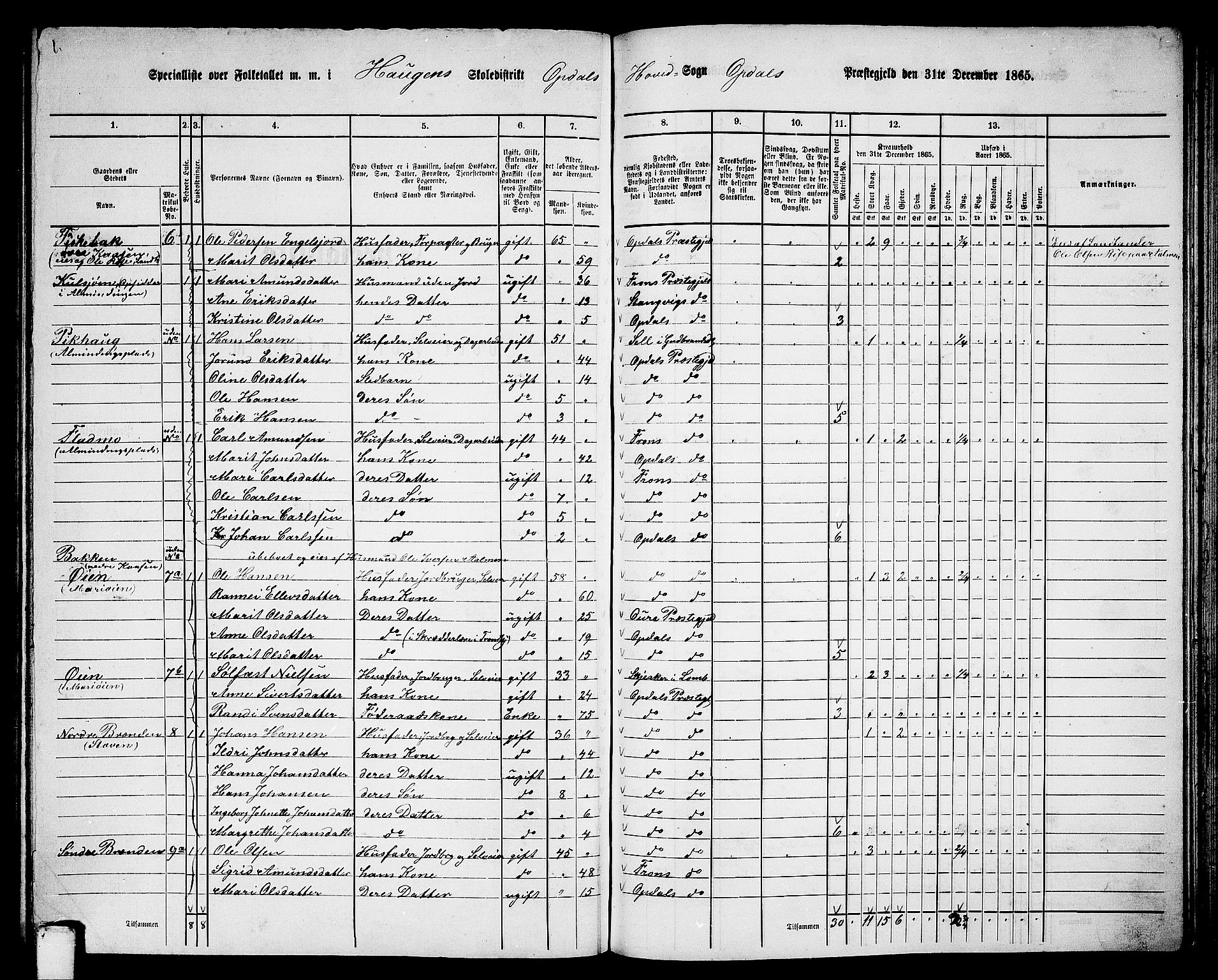 RA, 1865 census for Oppdal, 1865, p. 150