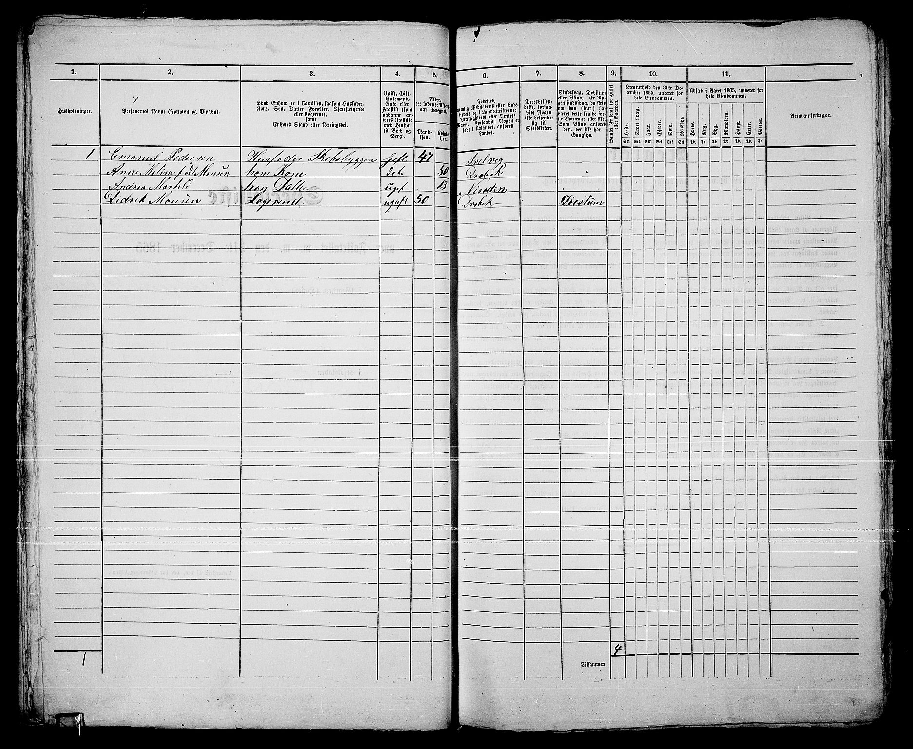 RA, 1865 census for Drøbak/Drøbak, 1865, p. 43