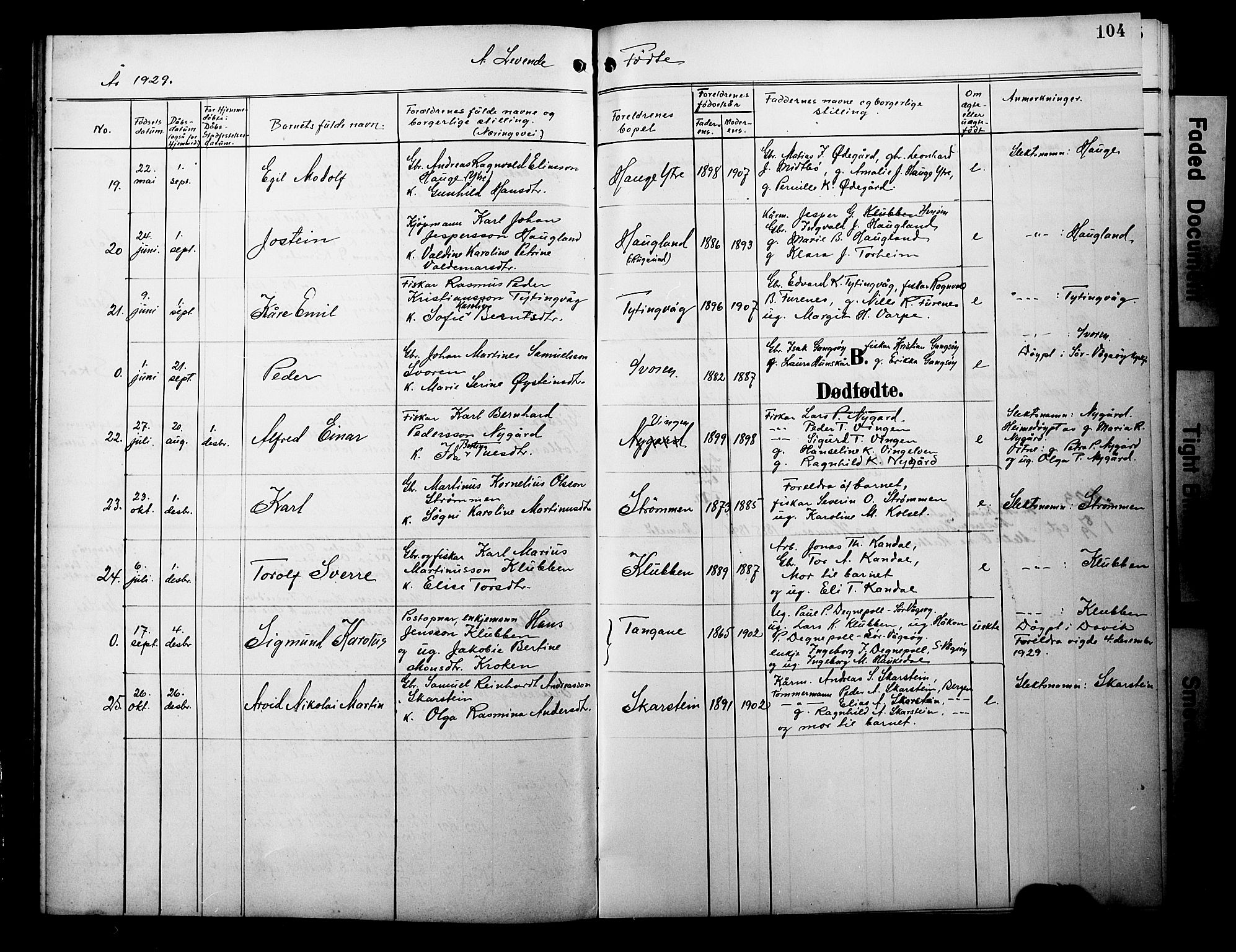 Davik sokneprestembete, AV/SAB-A-79701/H/Hab/Habc/L0003: Parish register (copy) no. C 3, 1907-1929, p. 104