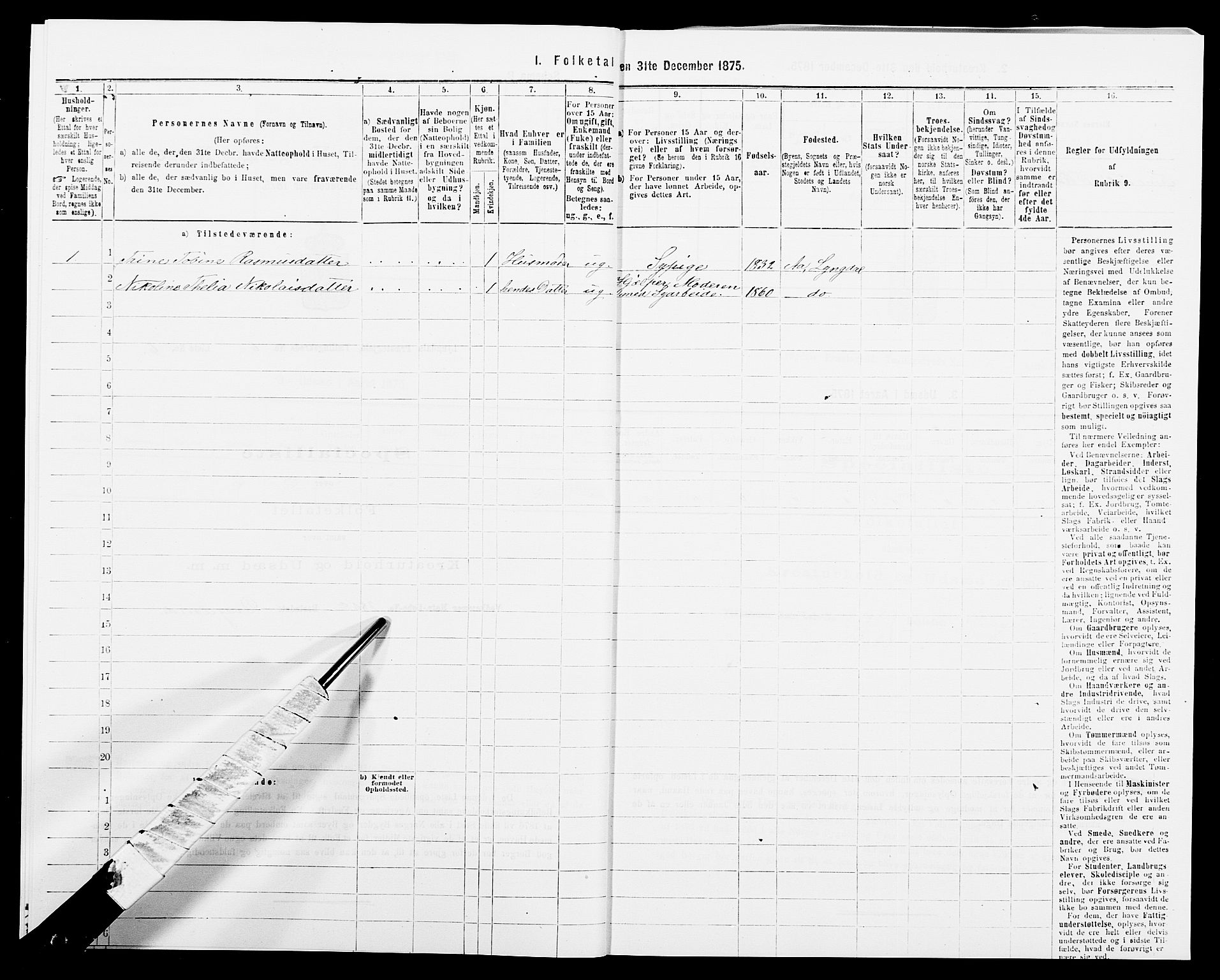 SAK, 1875 census for 1032P Lyngdal, 1875, p. 976