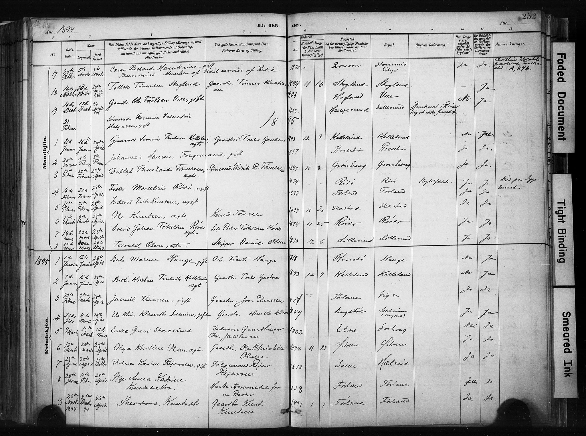 Haugesund sokneprestkontor, SAST/A -101863/H/Ha/Haa/L0004: Parish register (official) no. A 4, 1886-1908, p. 252