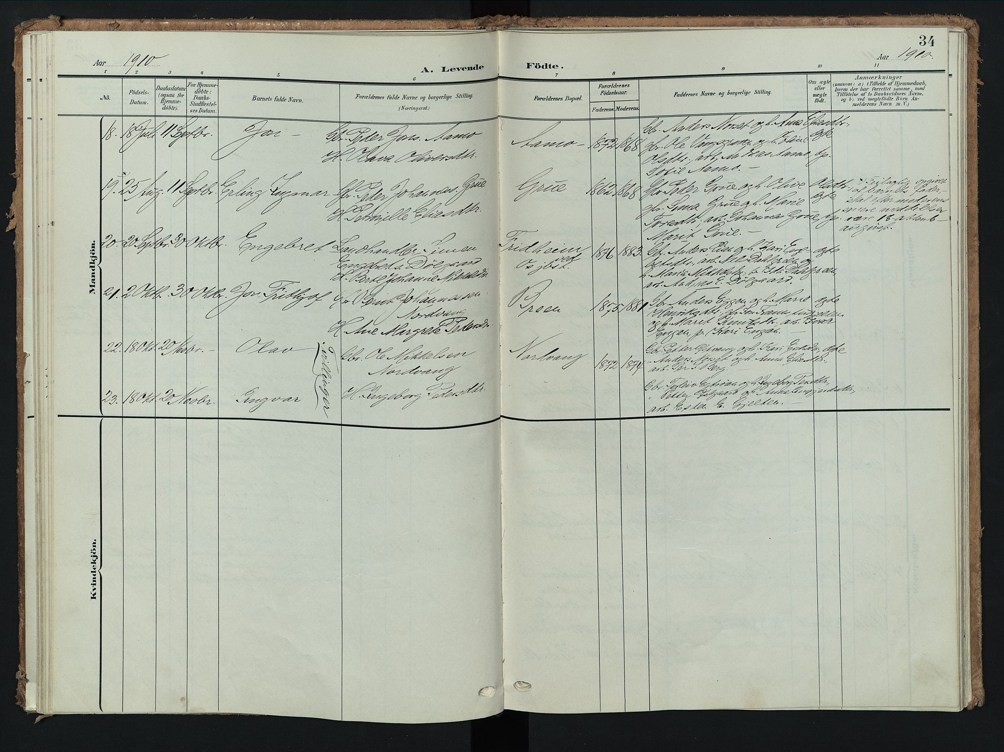 Tolga prestekontor, AV/SAH-PREST-062/K/L0009: Parish register (official) no. 9, 1903-1928, p. 34