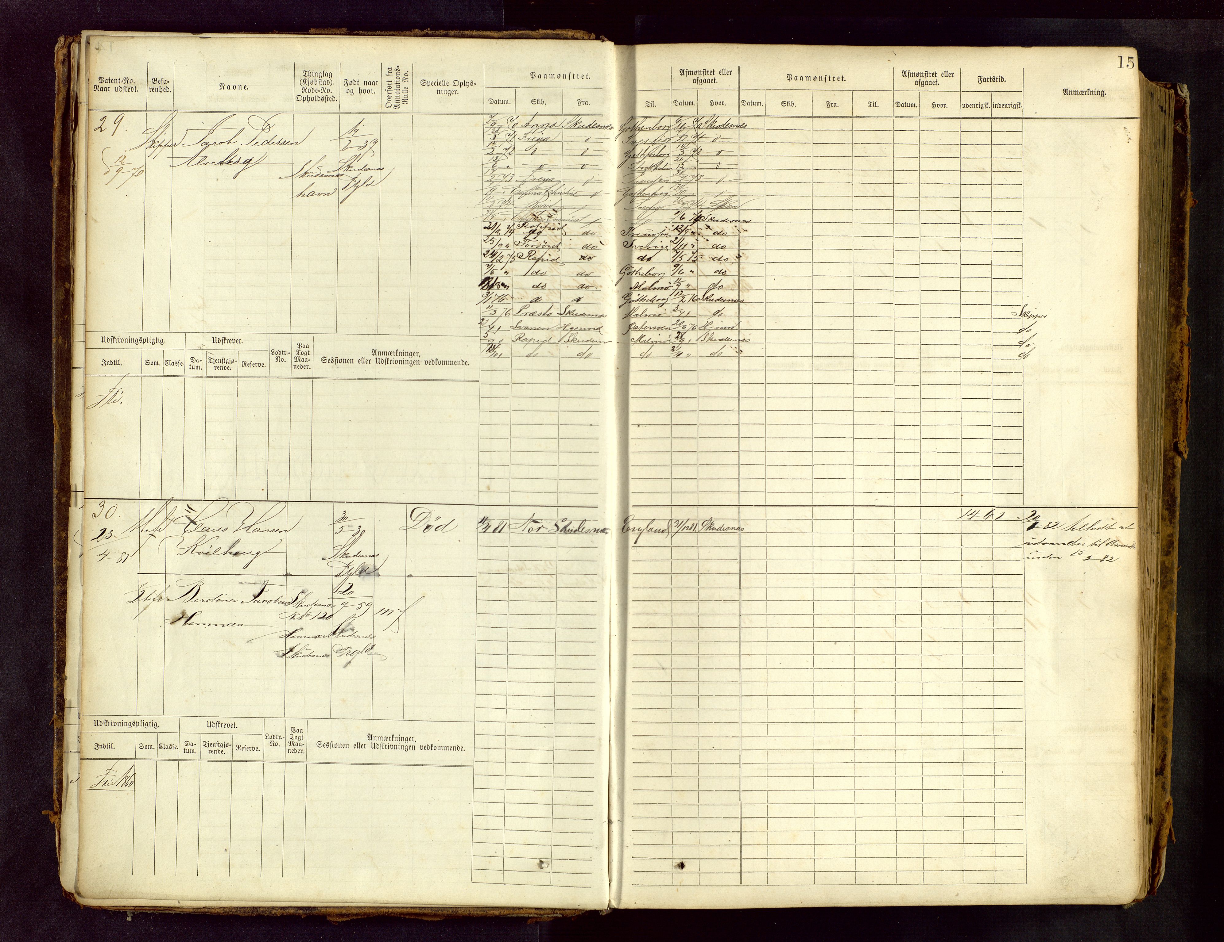Haugesund sjømannskontor, AV/SAST-A-102007/F/Fb/Fbb/L0001: Sjøfartsrulle Skudenes krets No 1 - 958, 1860-1948, p. 15