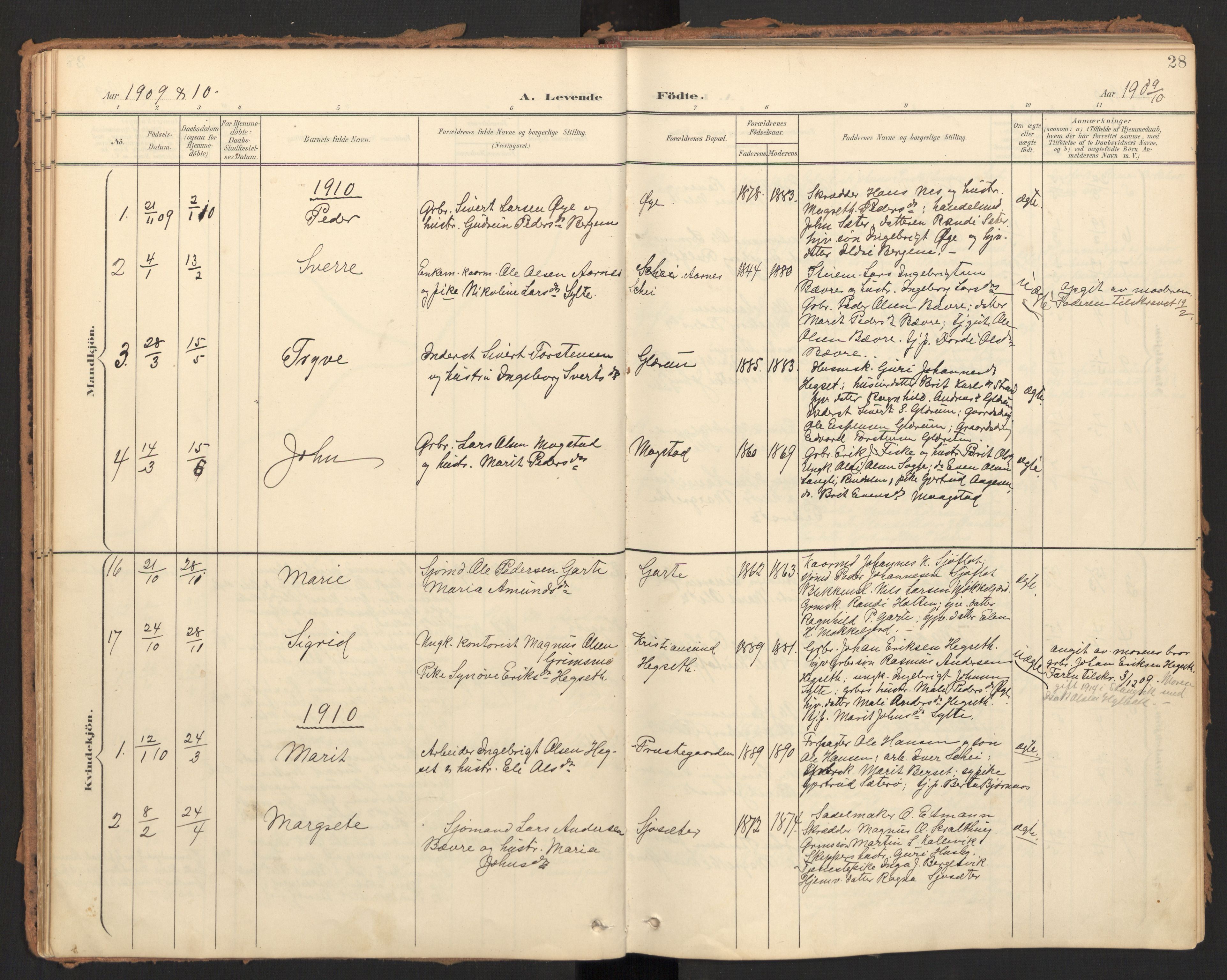 Ministerialprotokoller, klokkerbøker og fødselsregistre - Møre og Romsdal, AV/SAT-A-1454/595/L1048: Parish register (official) no. 595A10, 1900-1917, p. 28