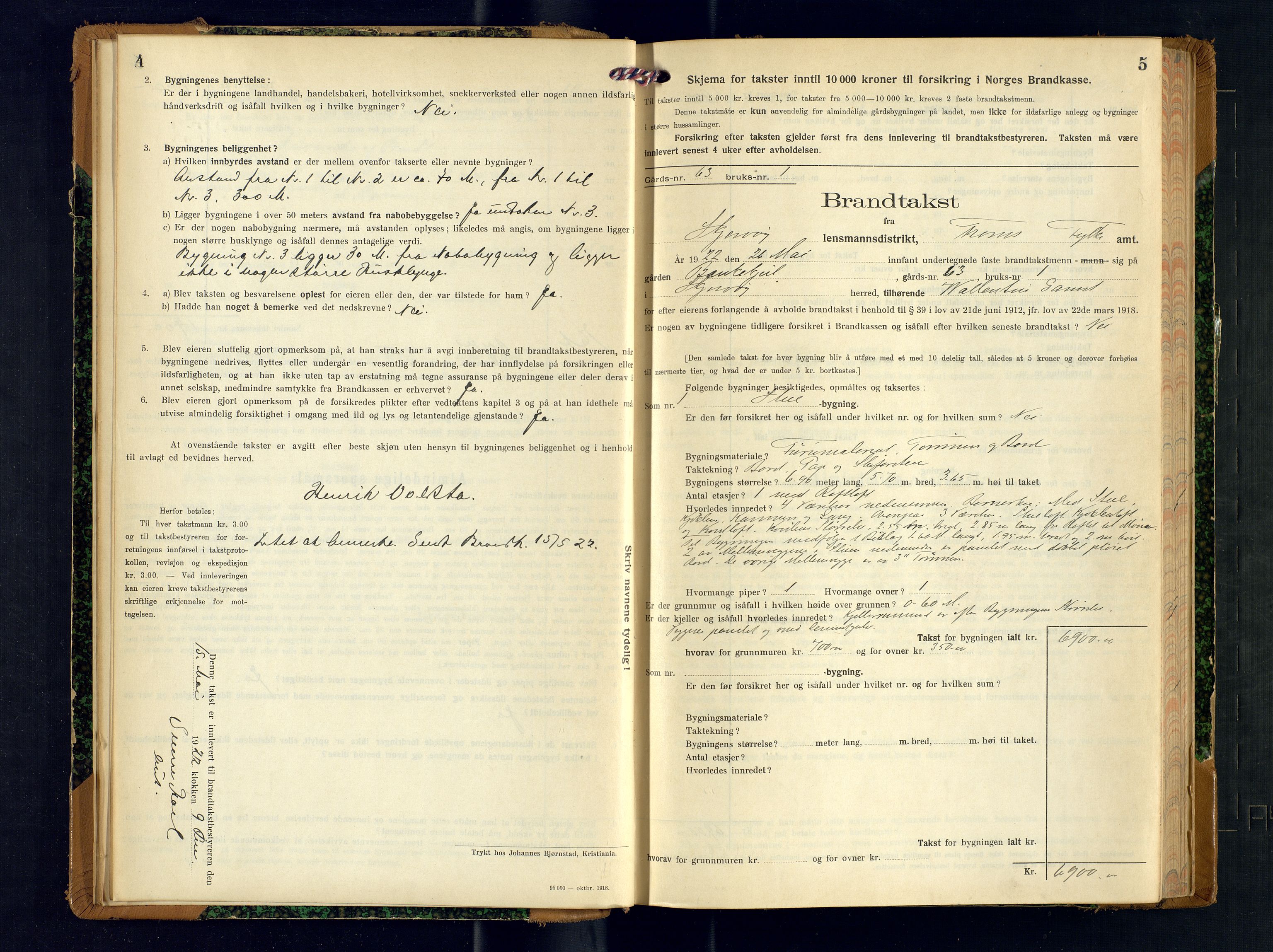 Skjervøy lensmannskontor, AV/SATØ-SATØ-63/F/Fu/Fub/L0256: Branntakstprotokoll (S), 1921-1923, p. 4-5