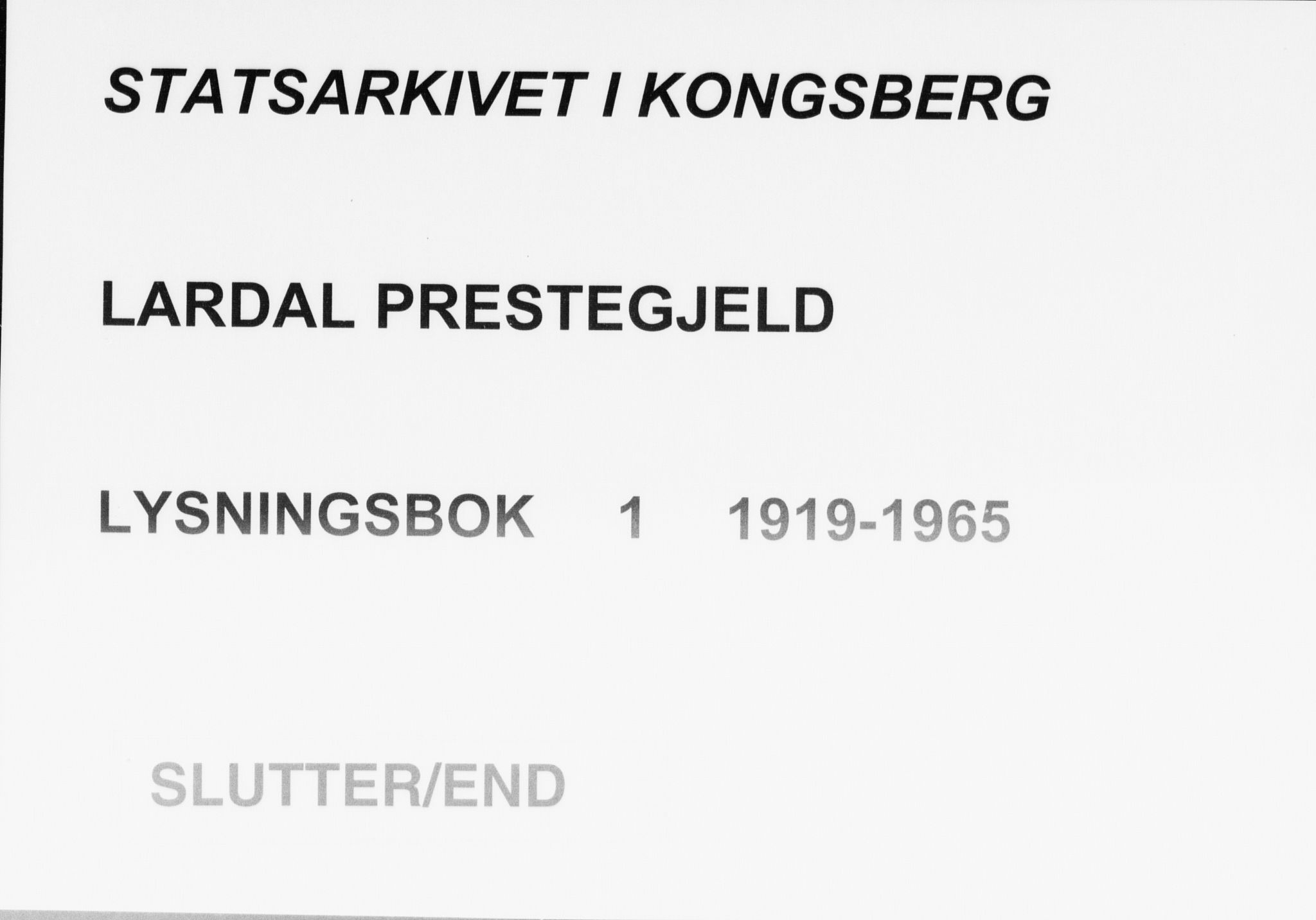 Lardal kirkebøker, AV/SAKO-A-350/H/Ha/L0001: Banns register no. 1, 1919-1965