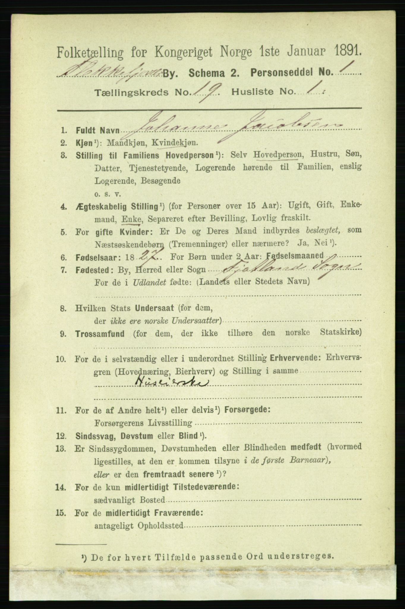 RA, 1891 census for 1004 Flekkefjord, 1891, p. 2319