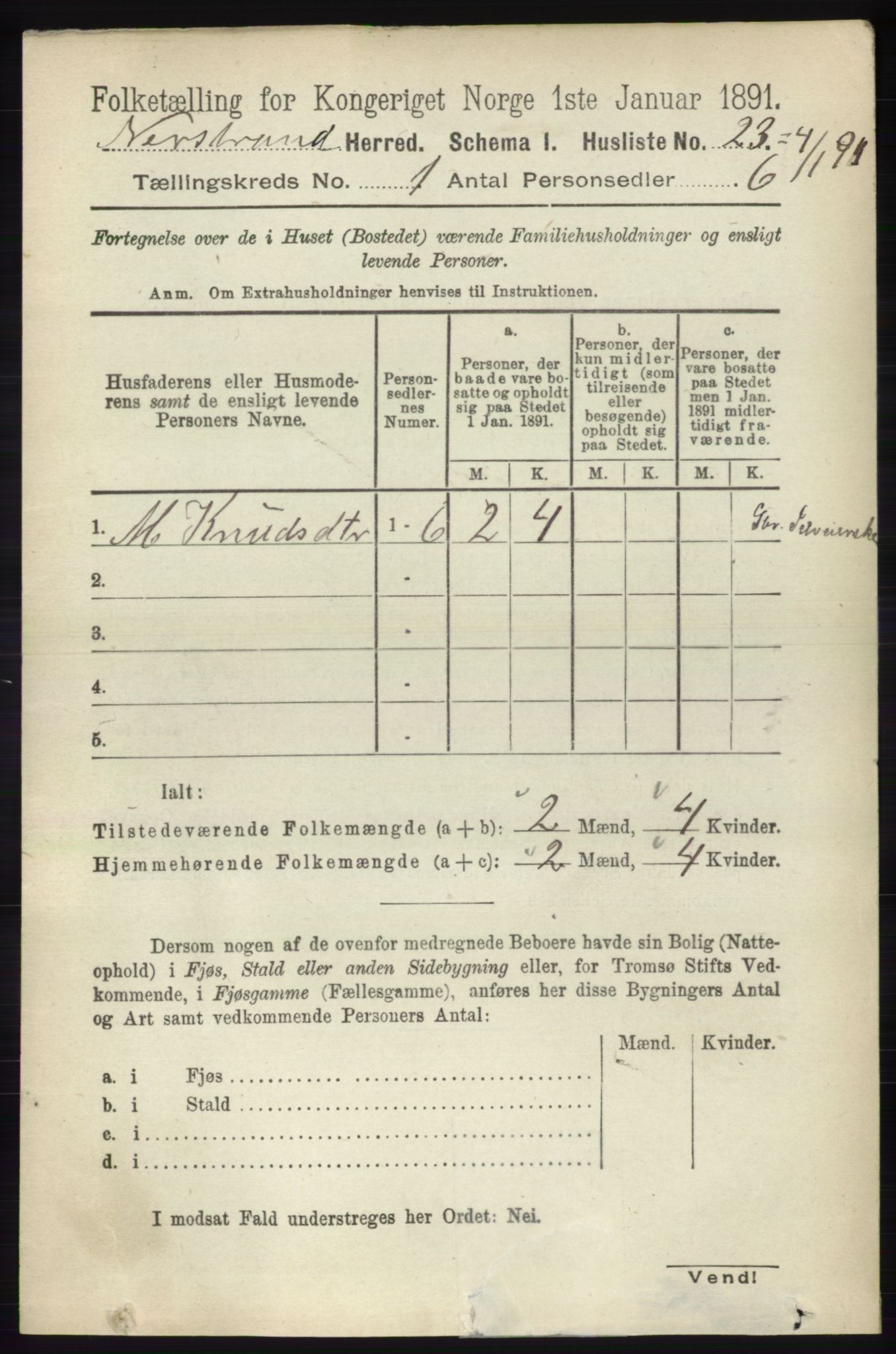 RA, 1891 census for 1139 Nedstrand, 1891, p. 49