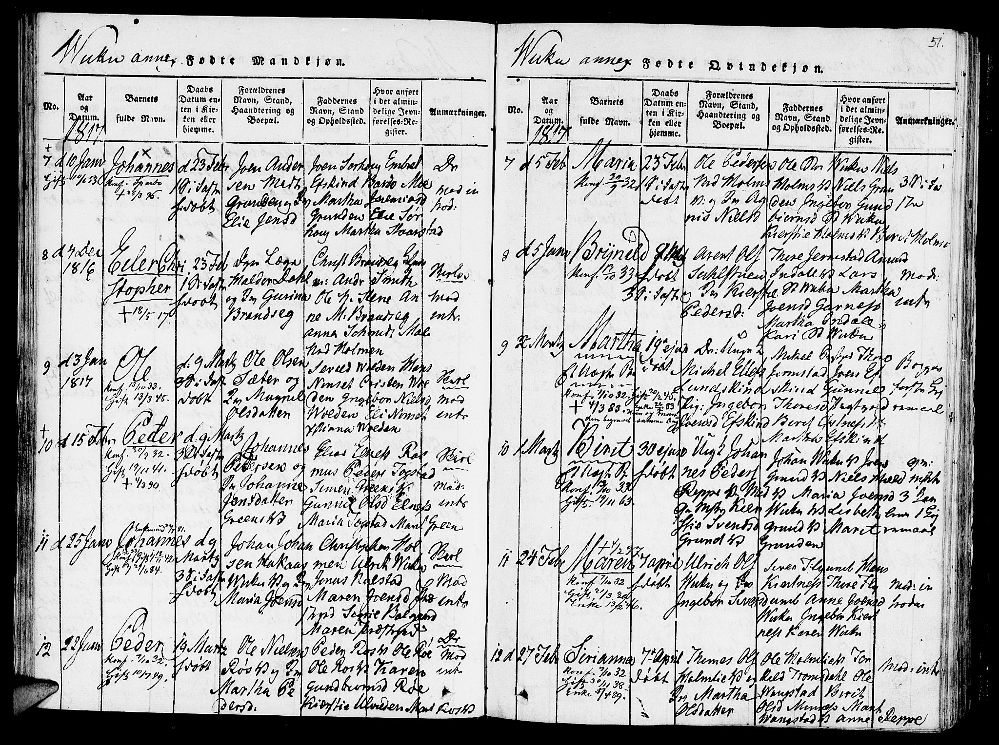 Ministerialprotokoller, klokkerbøker og fødselsregistre - Nord-Trøndelag, SAT/A-1458/723/L0234: Parish register (official) no. 723A05 /2, 1816-1821, p. 51